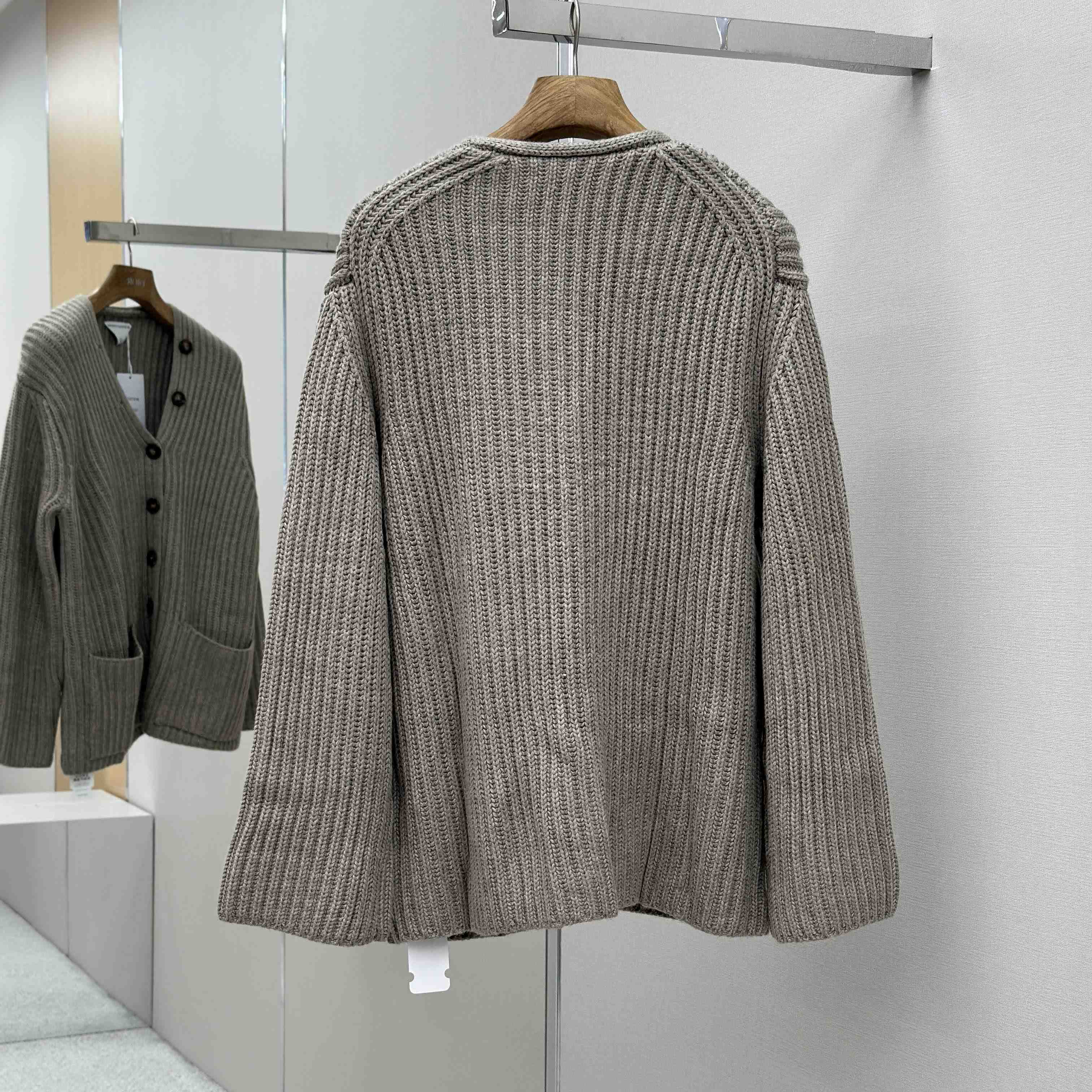 Bottega Veneta Neutral V-Neck Knit Cardigan - DopestKickz
