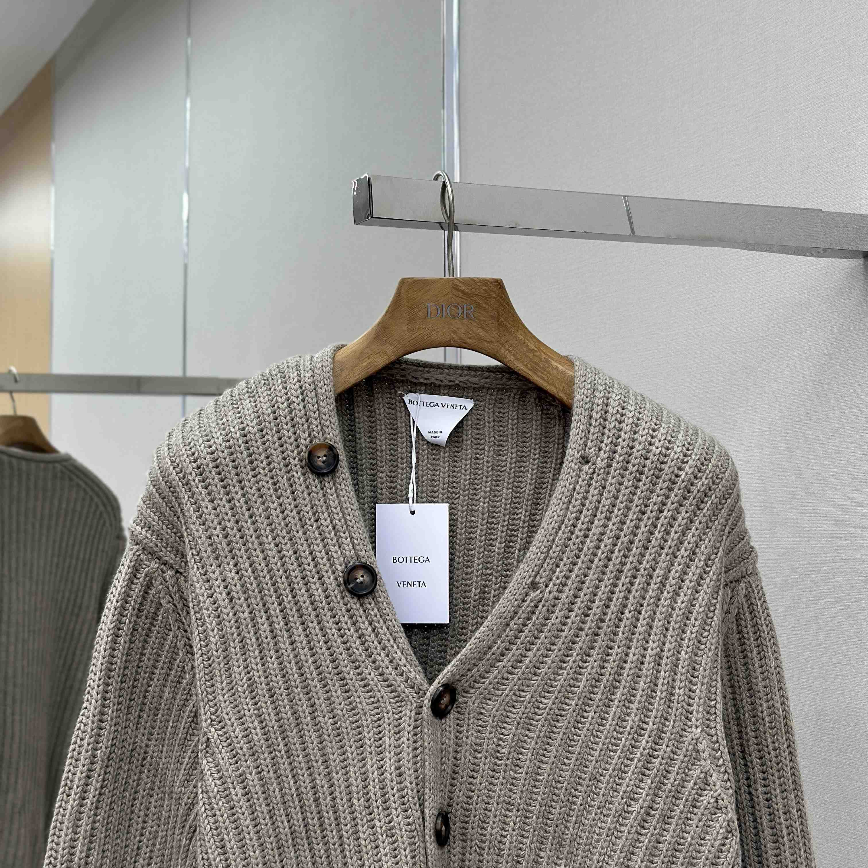 Bottega Veneta Neutral V-Neck Knit Cardigan - DopestKickz
