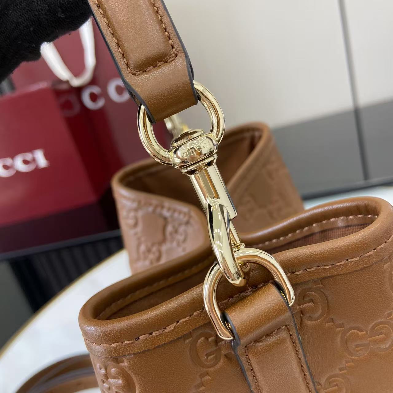 Gucci GG Emblem Small Bucket Bag  - DopestKickz