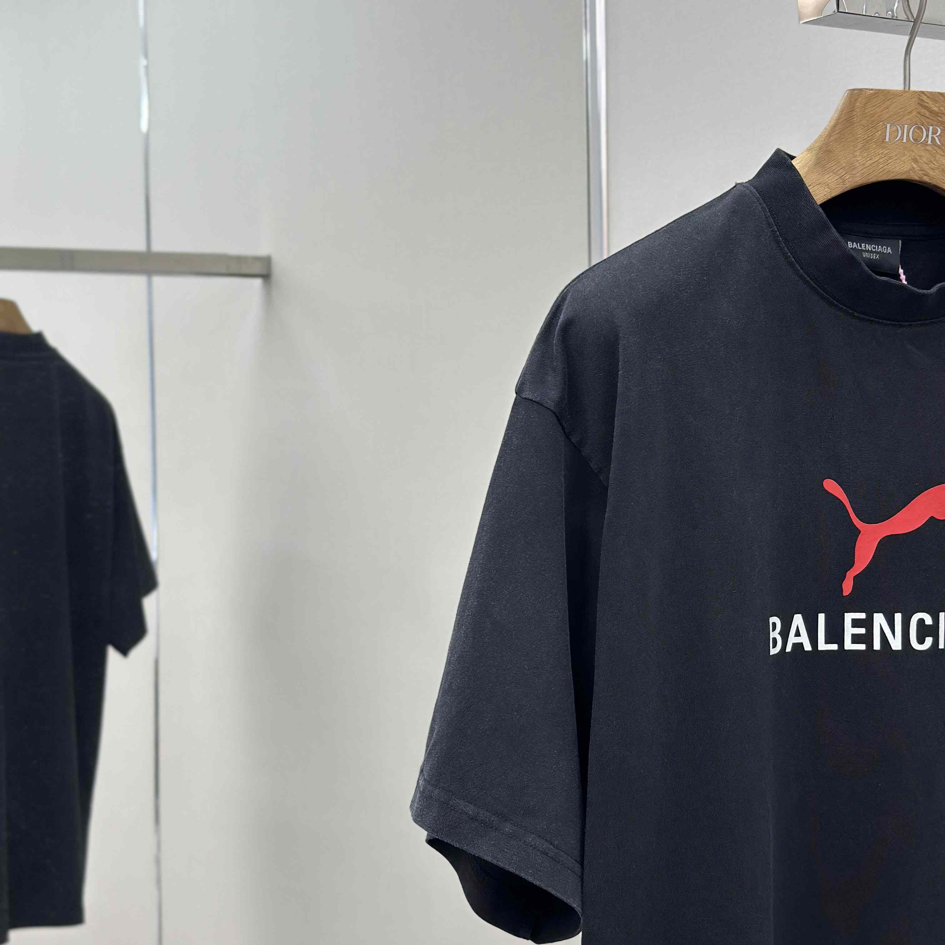 Balenciaga I PUMA Oversized T-Shirt in faded washed black dry jersey - DopestKickz