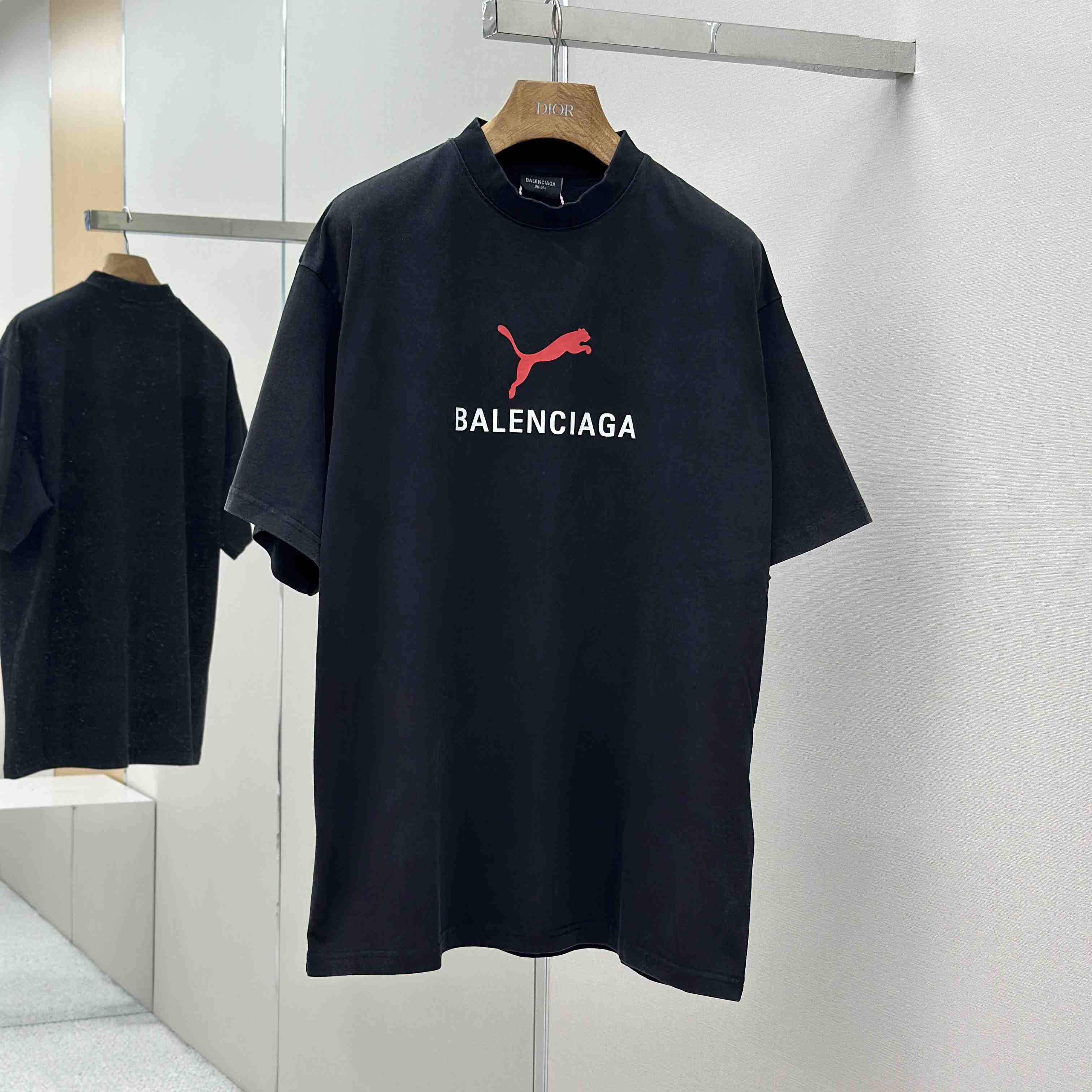 Balenciaga I PUMA Oversized T-Shirt in faded washed black dry jersey - DopestKickz