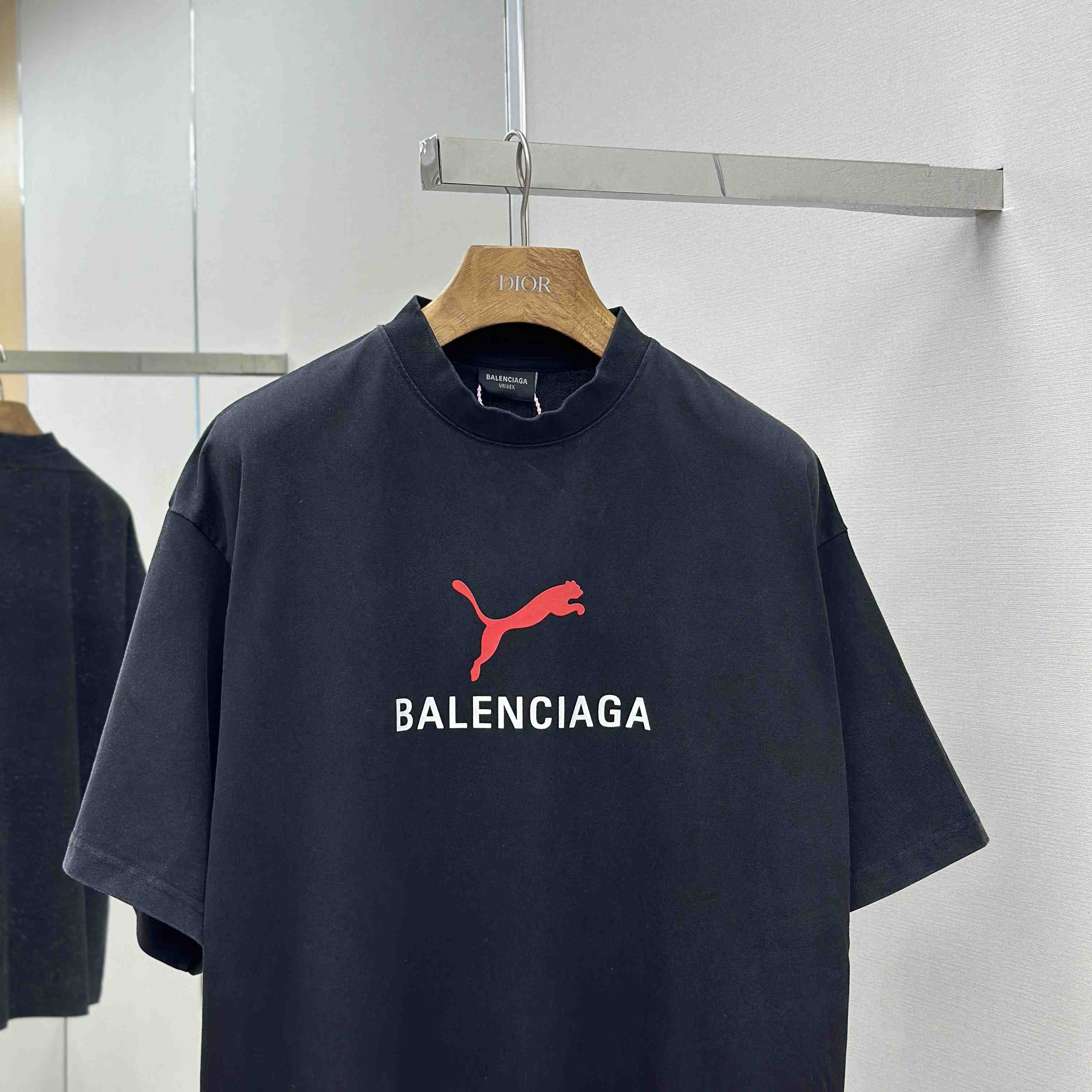 Balenciaga I PUMA Oversized T-Shirt in faded washed black dry jersey - DopestKickz