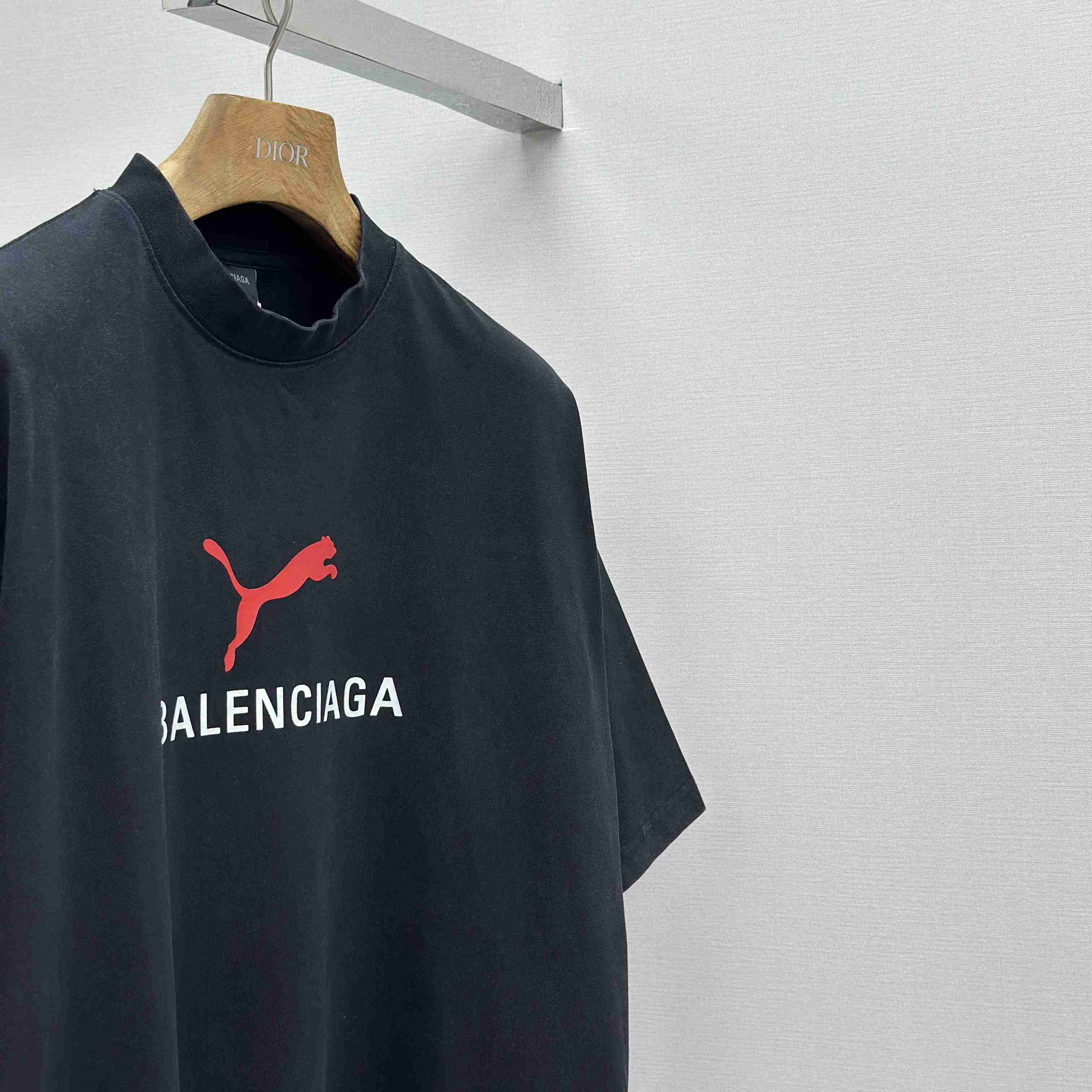Balenciaga I PUMA Oversized T-Shirt in faded washed black dry jersey - DopestKickz