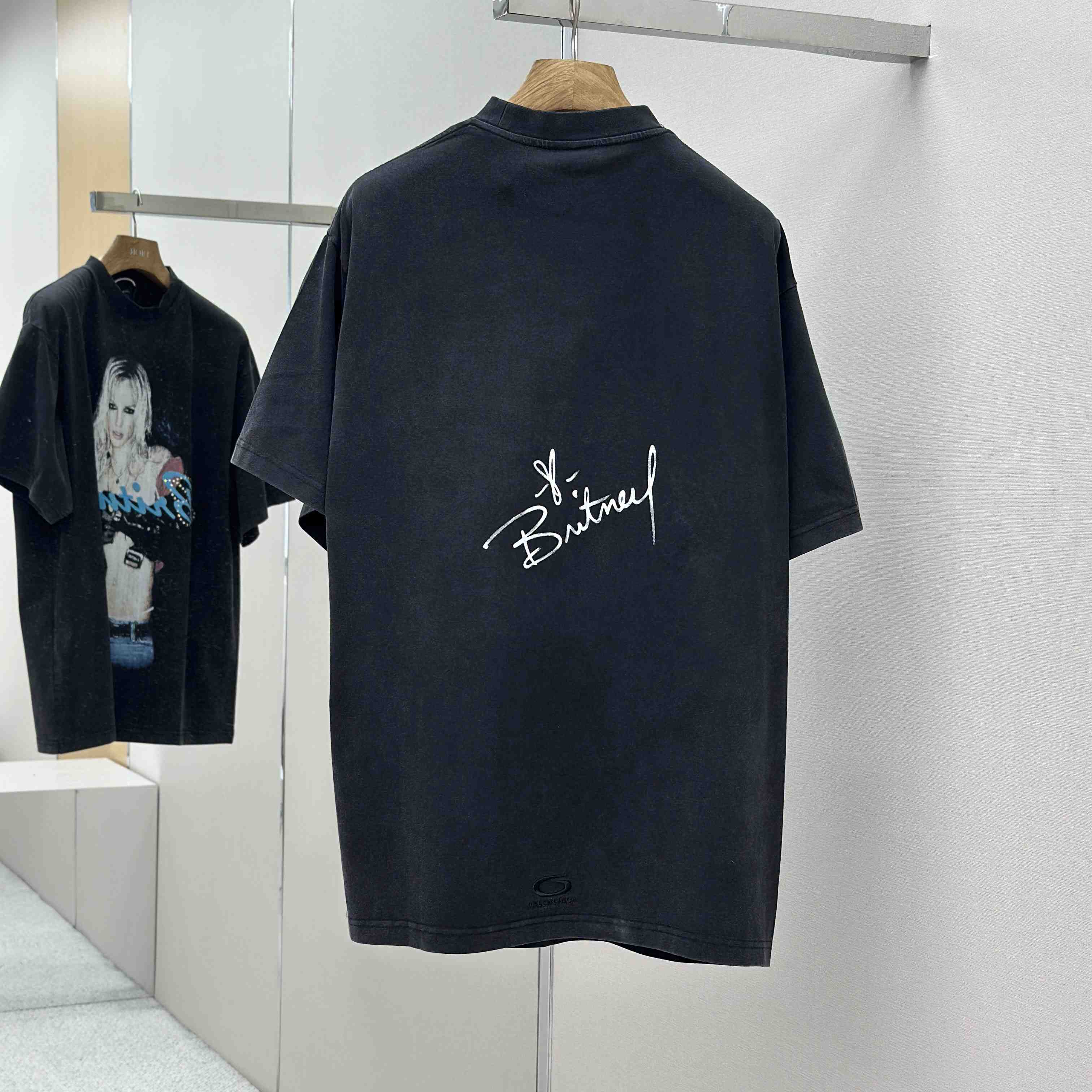 Balenciaga Music | Britney Spears Series Oversized T-Shirt In Faded Black - DopestKickz