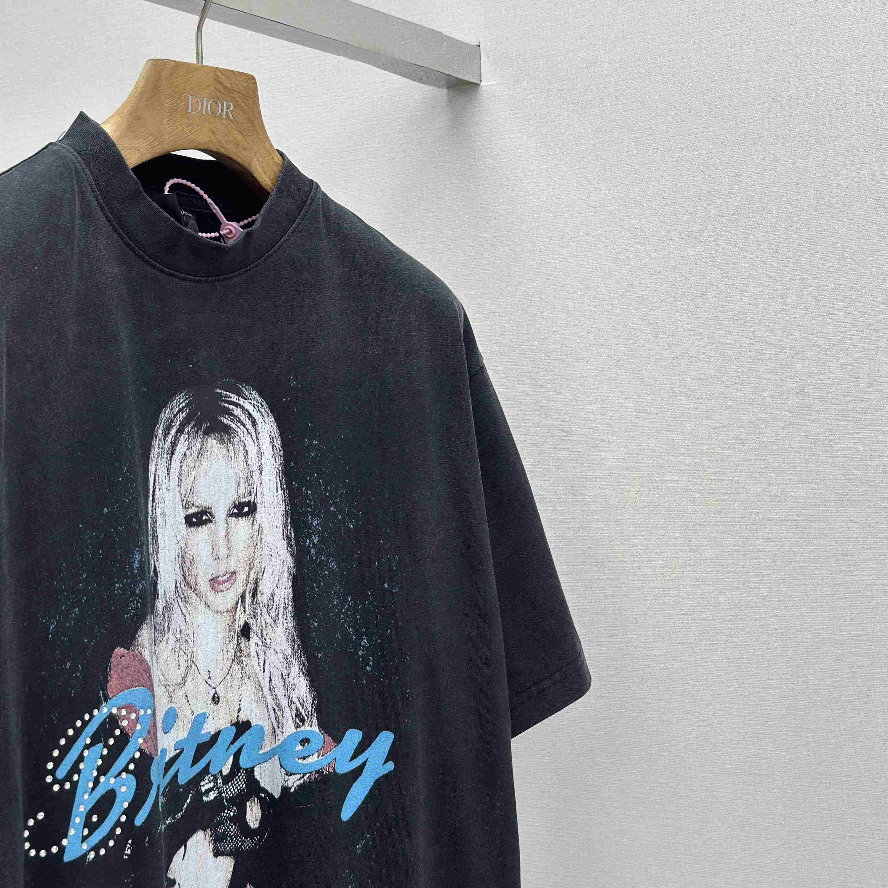 Balenciaga Music | Britney Spears Series Oversized T-Shirt In Faded Black - DopestKickz