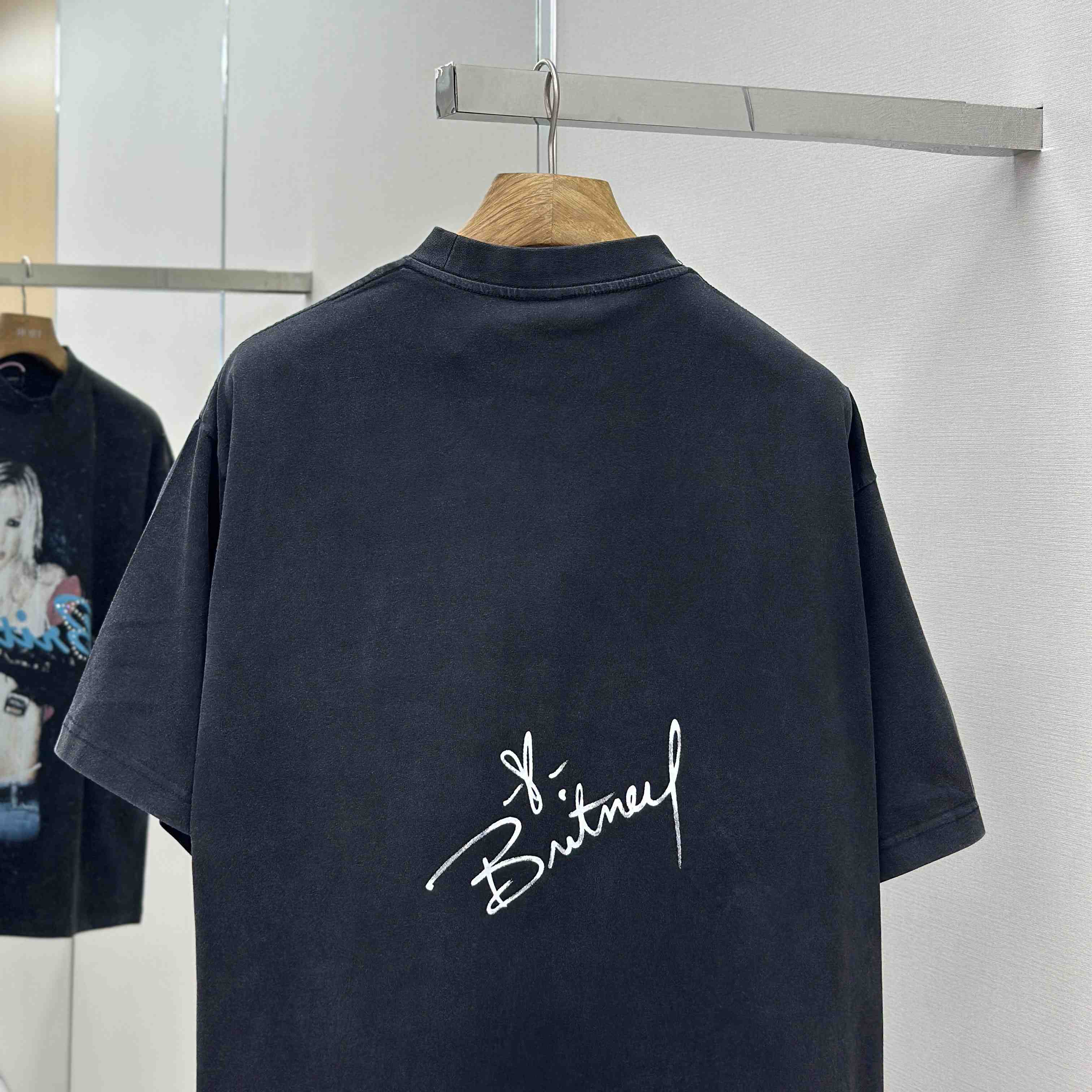 Balenciaga Music | Britney Spears Series Oversized T-Shirt In Faded Black - DopestKickz