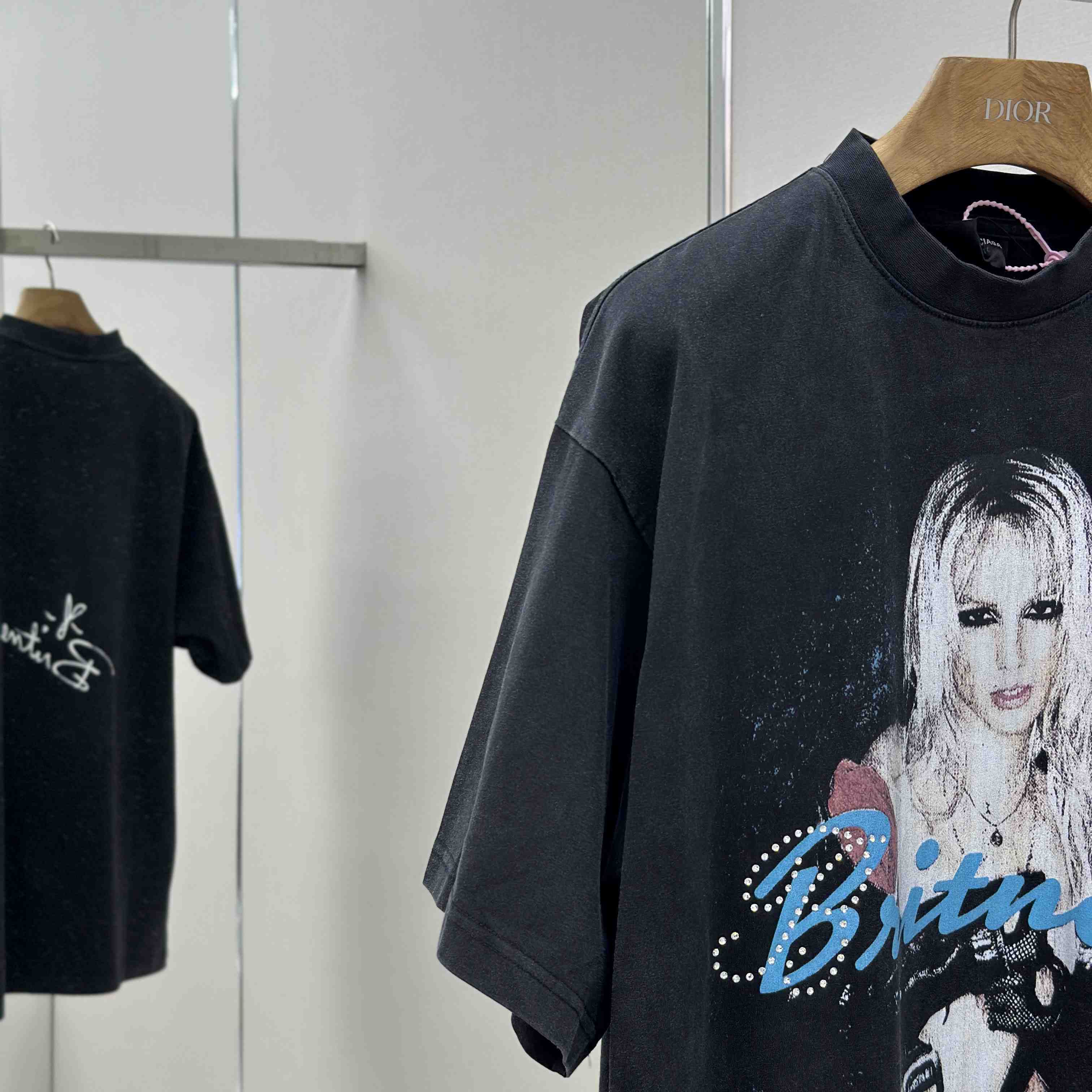 Balenciaga Music | Britney Spears Series Oversized T-Shirt In Faded Black - DopestKickz