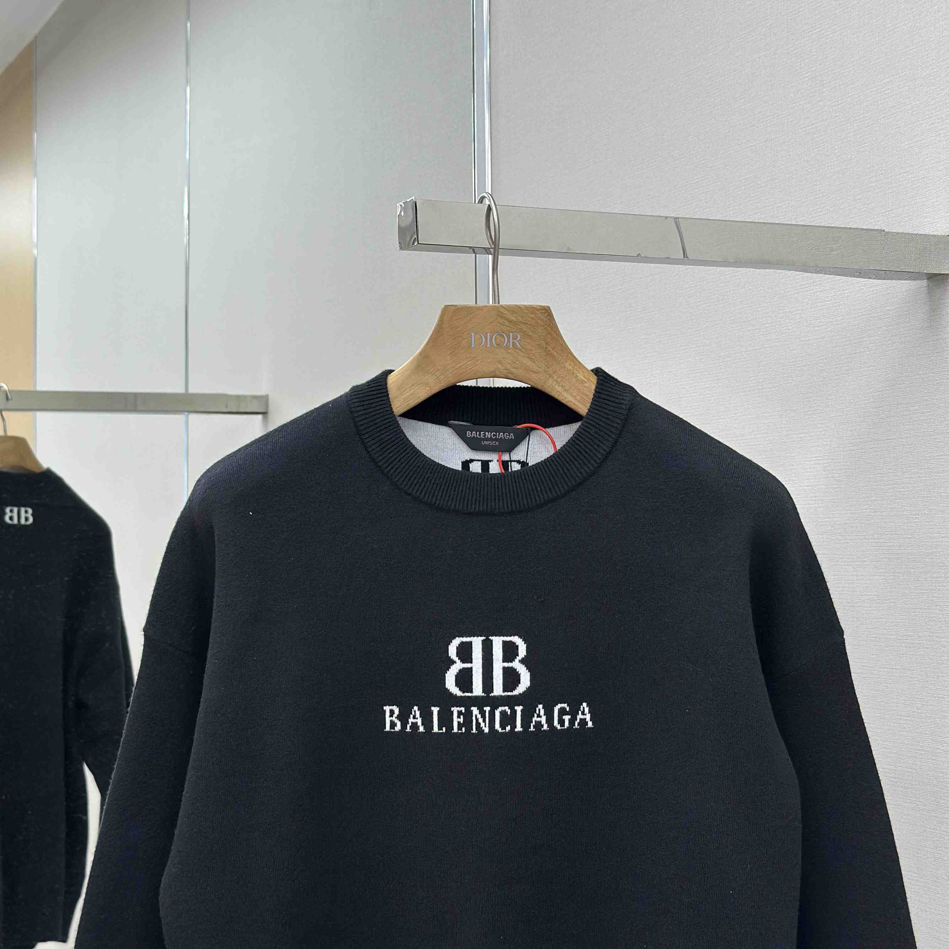 Balenciaga Crewneck Sweater In Black And White Wool Knit - DopestKickz