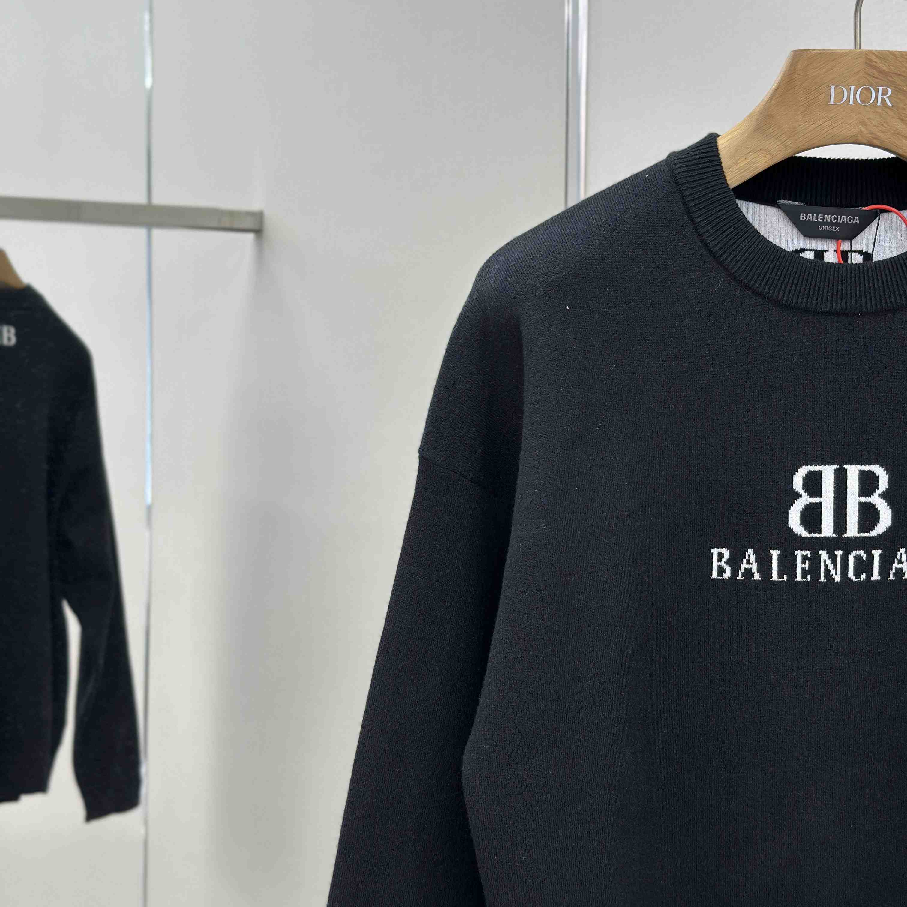 Balenciaga Crewneck Sweater In Black And White Wool Knit - DopestKickz