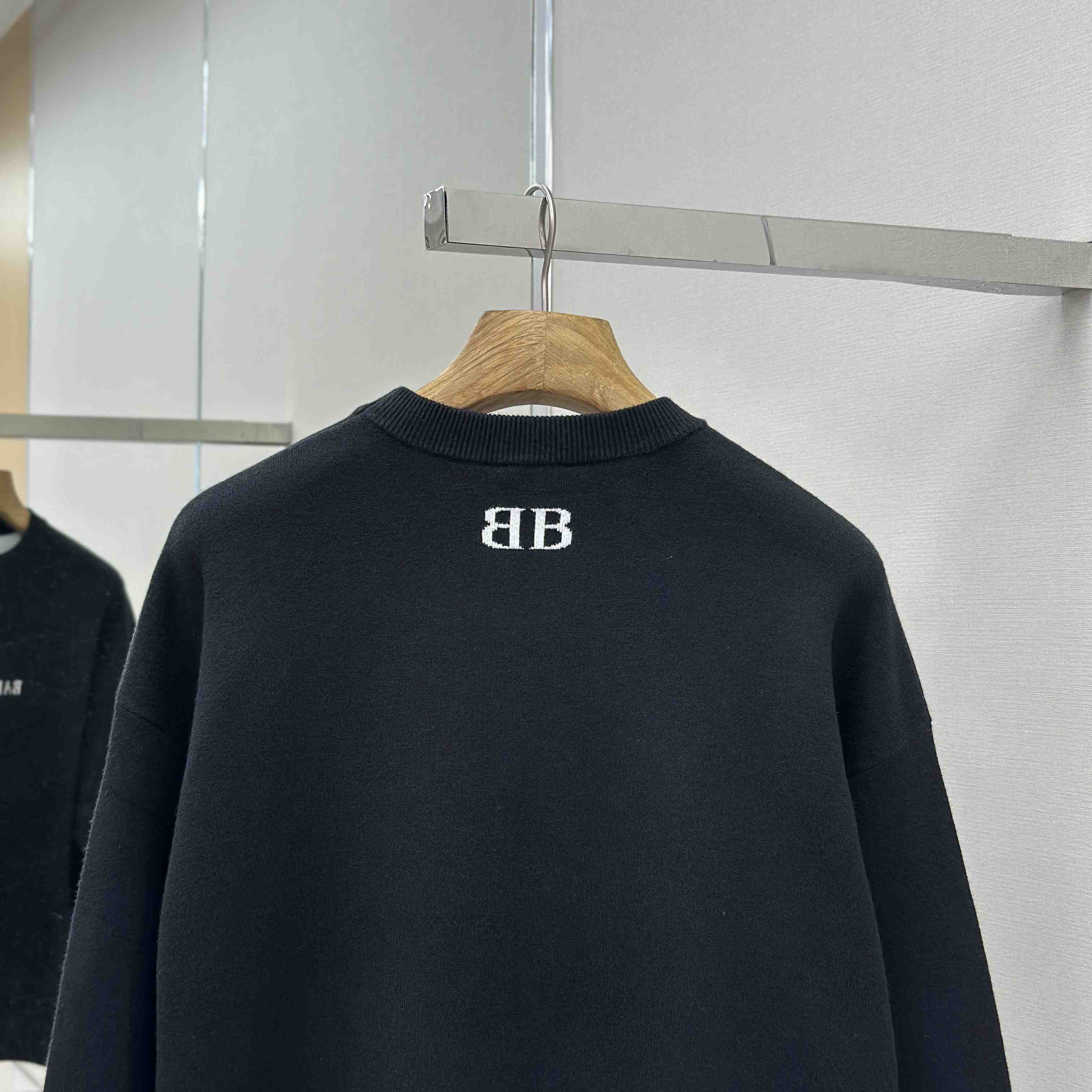 Balenciaga Crewneck Sweater In Black And White Wool Knit - DopestKickz