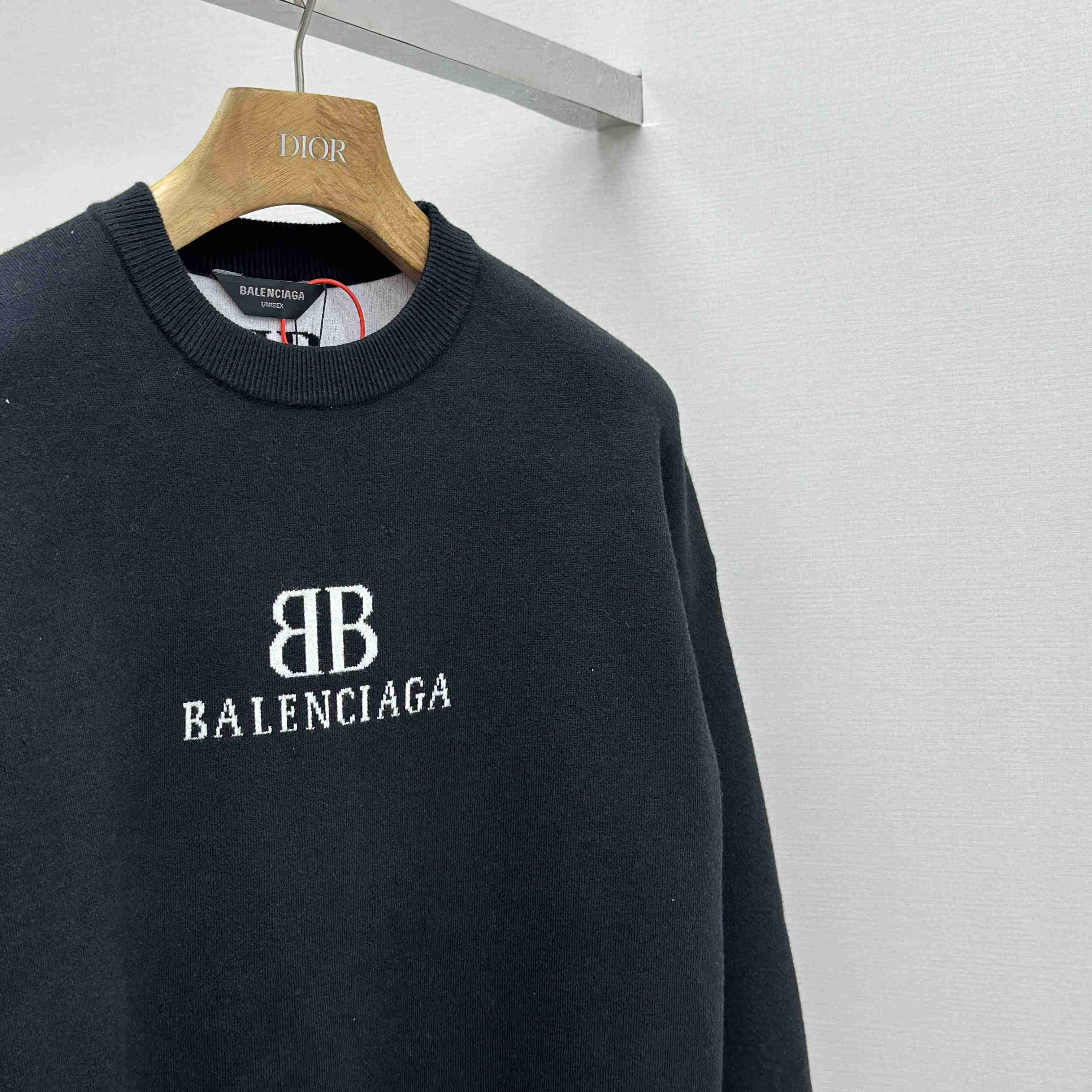 Balenciaga Crewneck Sweater In Black And White Wool Knit - DopestKickz