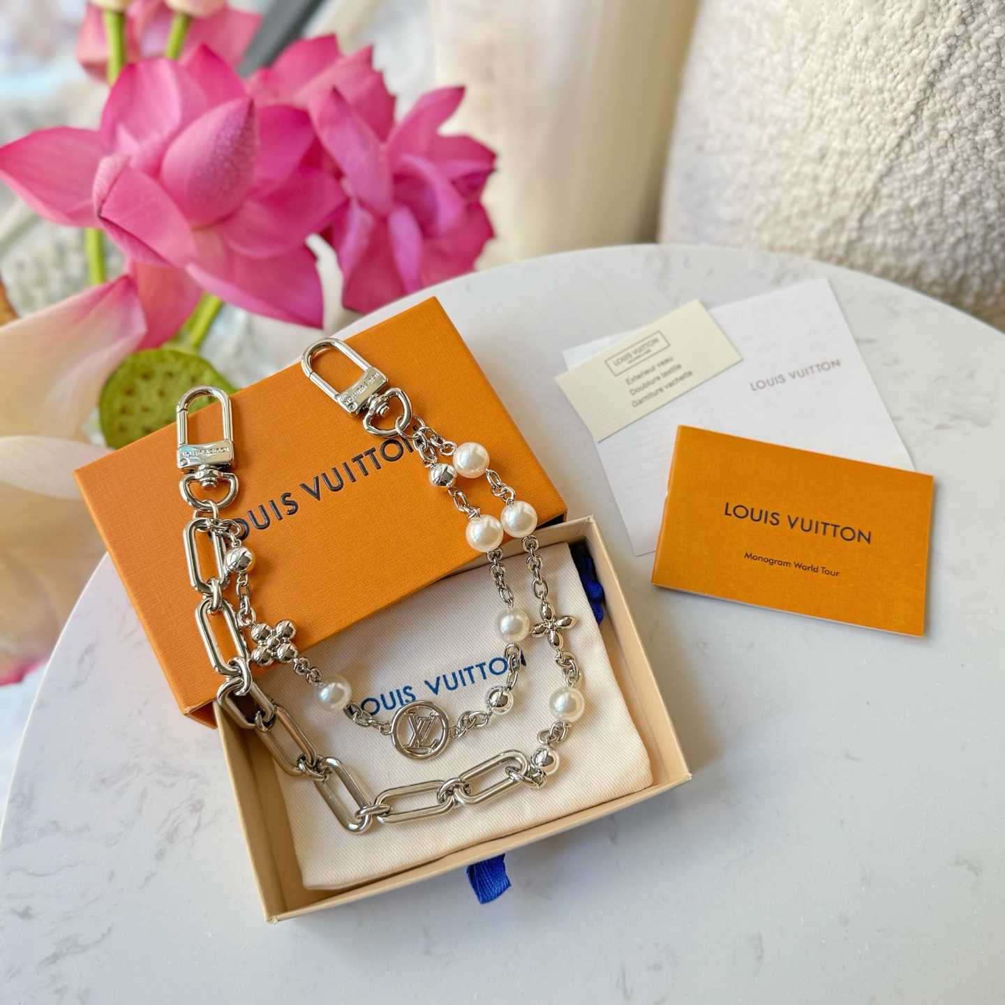 Louis Vuitton Midnight Pearl Chain Bag Charm   M02758 - DopestKickz