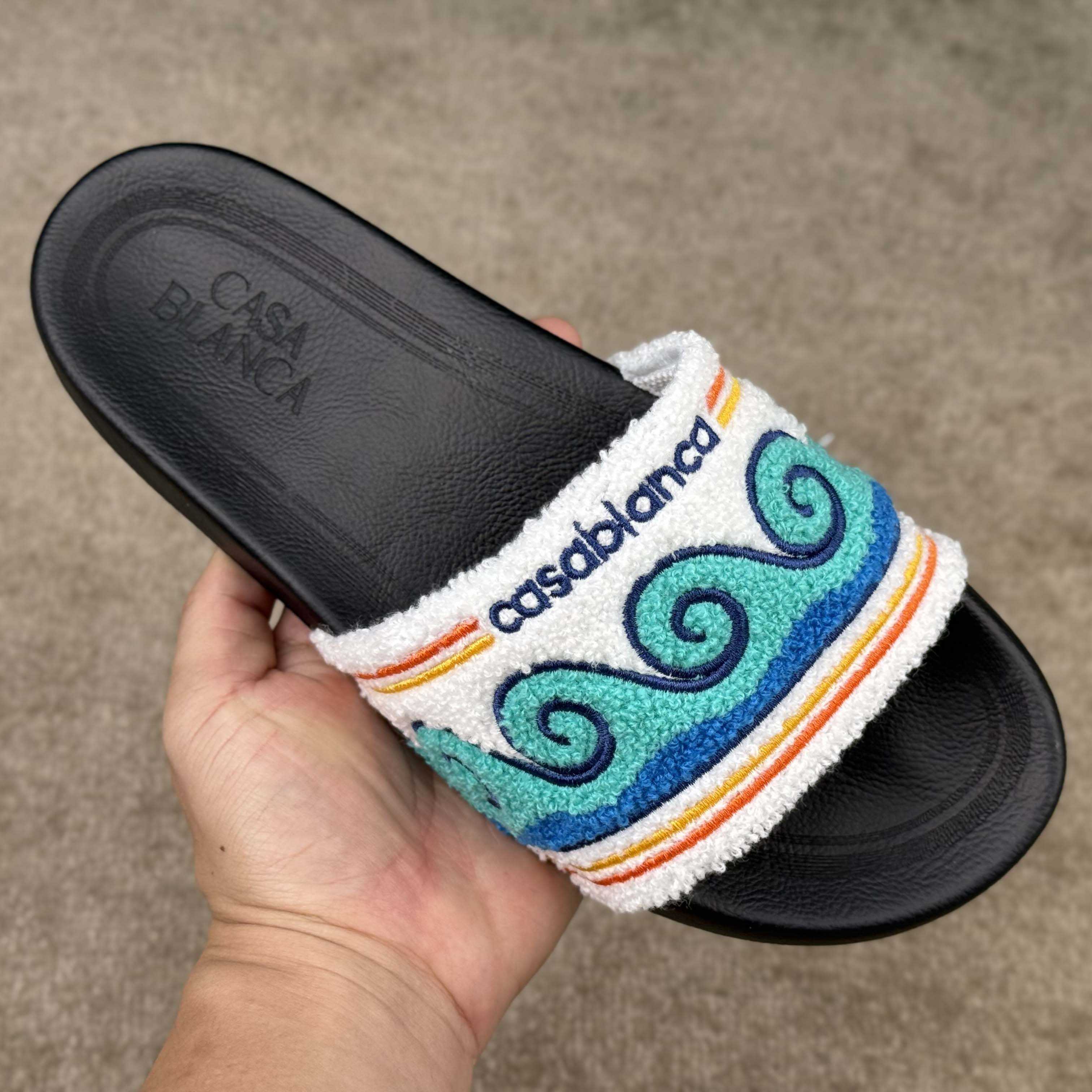 Casablanca Men's Embroidered Terry Slide Sandals - DopestKickz