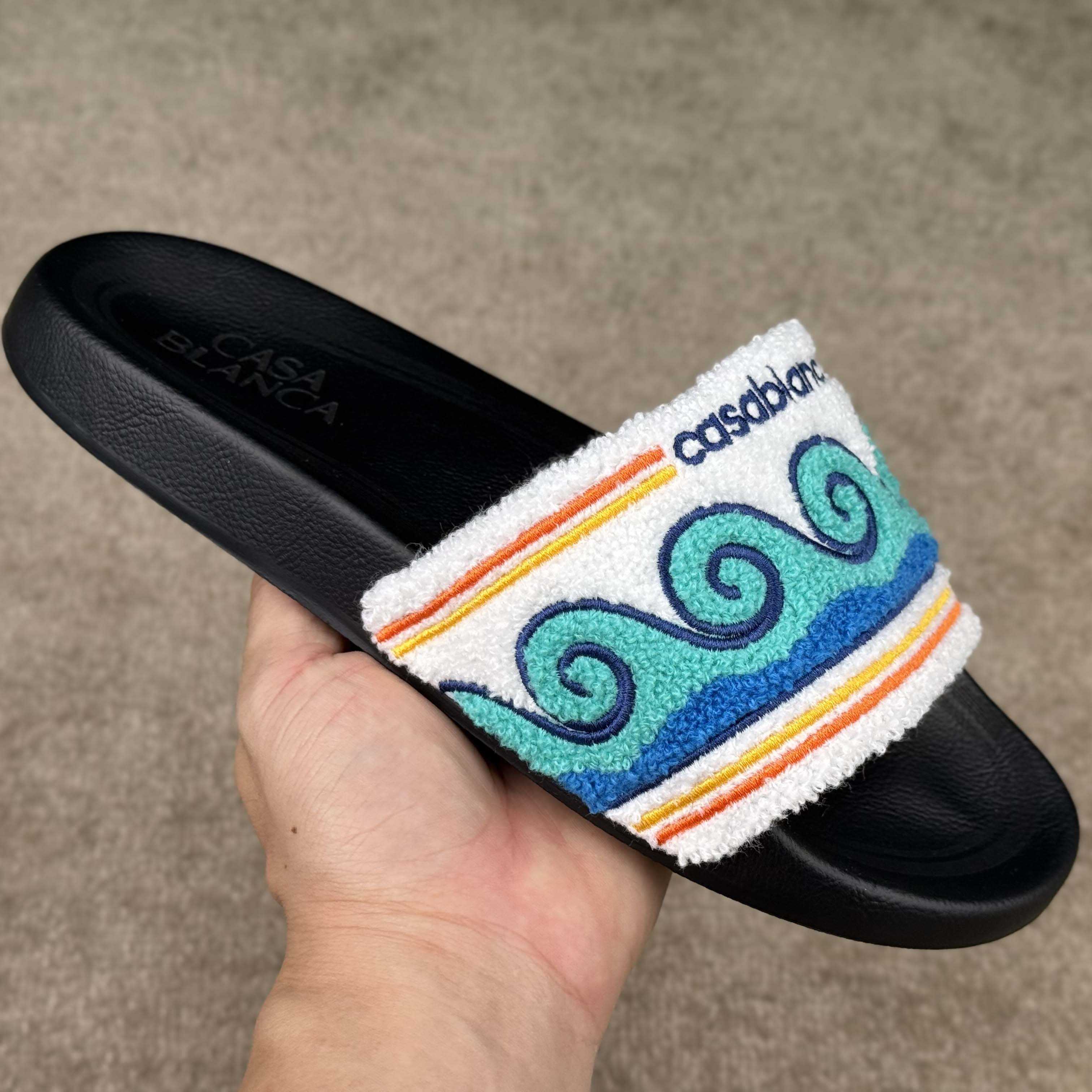 Casablanca Men's Embroidered Terry Slide Sandals - DopestKickz