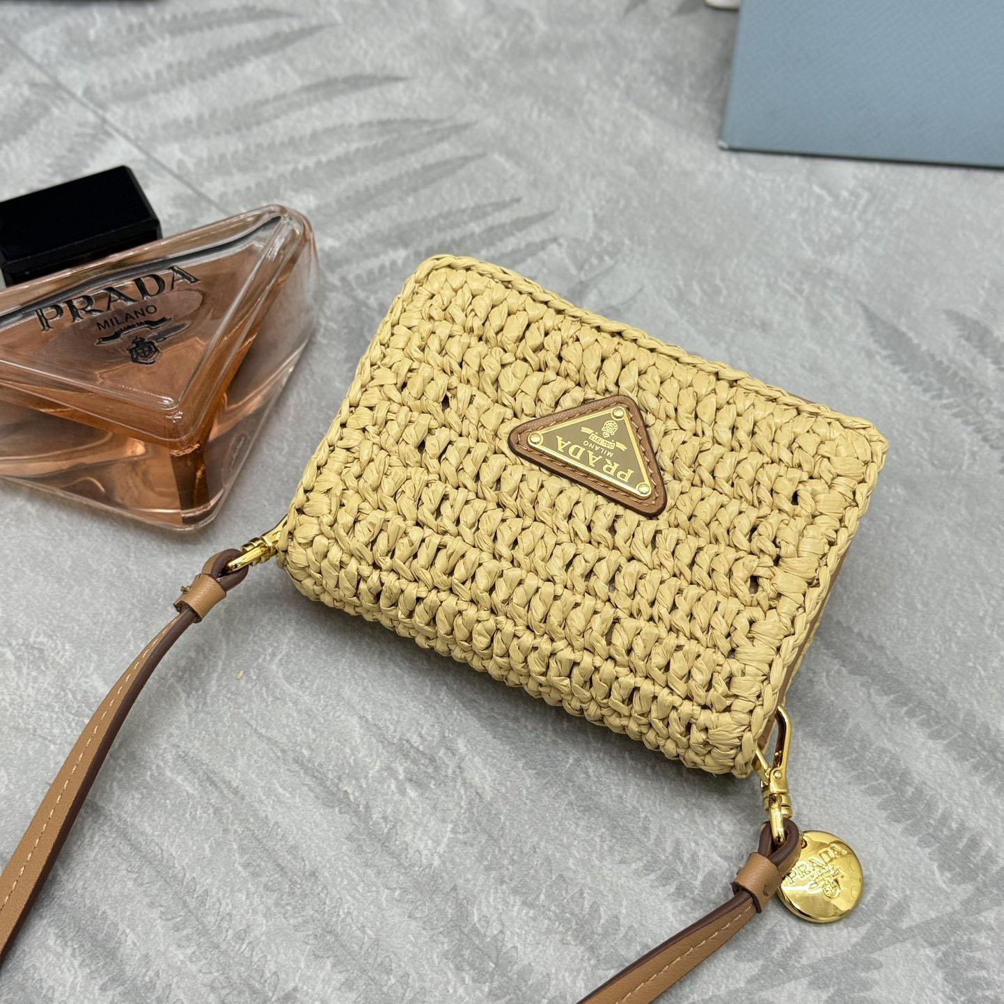 Prada Crochet Card Holder With Shoulder Strap - DopestKickz
