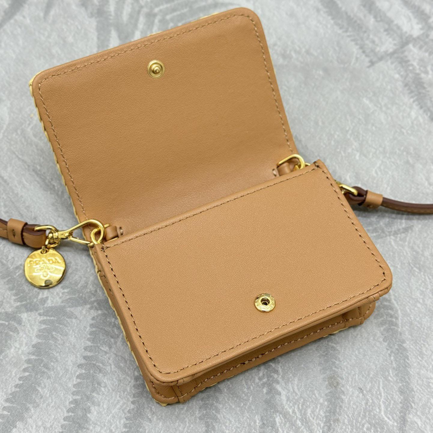 Prada Crochet Card Holder With Shoulder Strap - DopestKickz