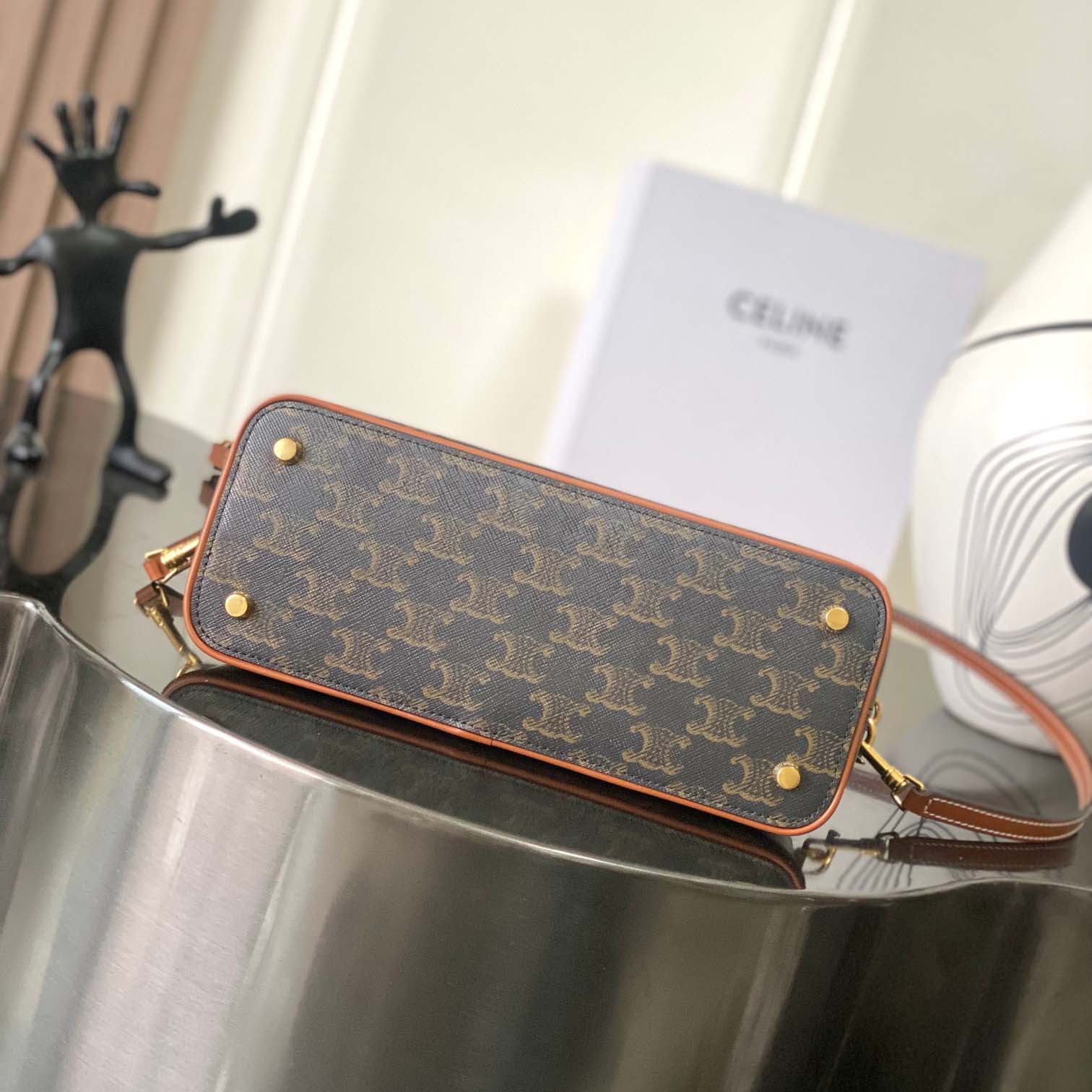 Celine Small Bowling In Triomphe Canvas And Calfskin  - DopestKickz