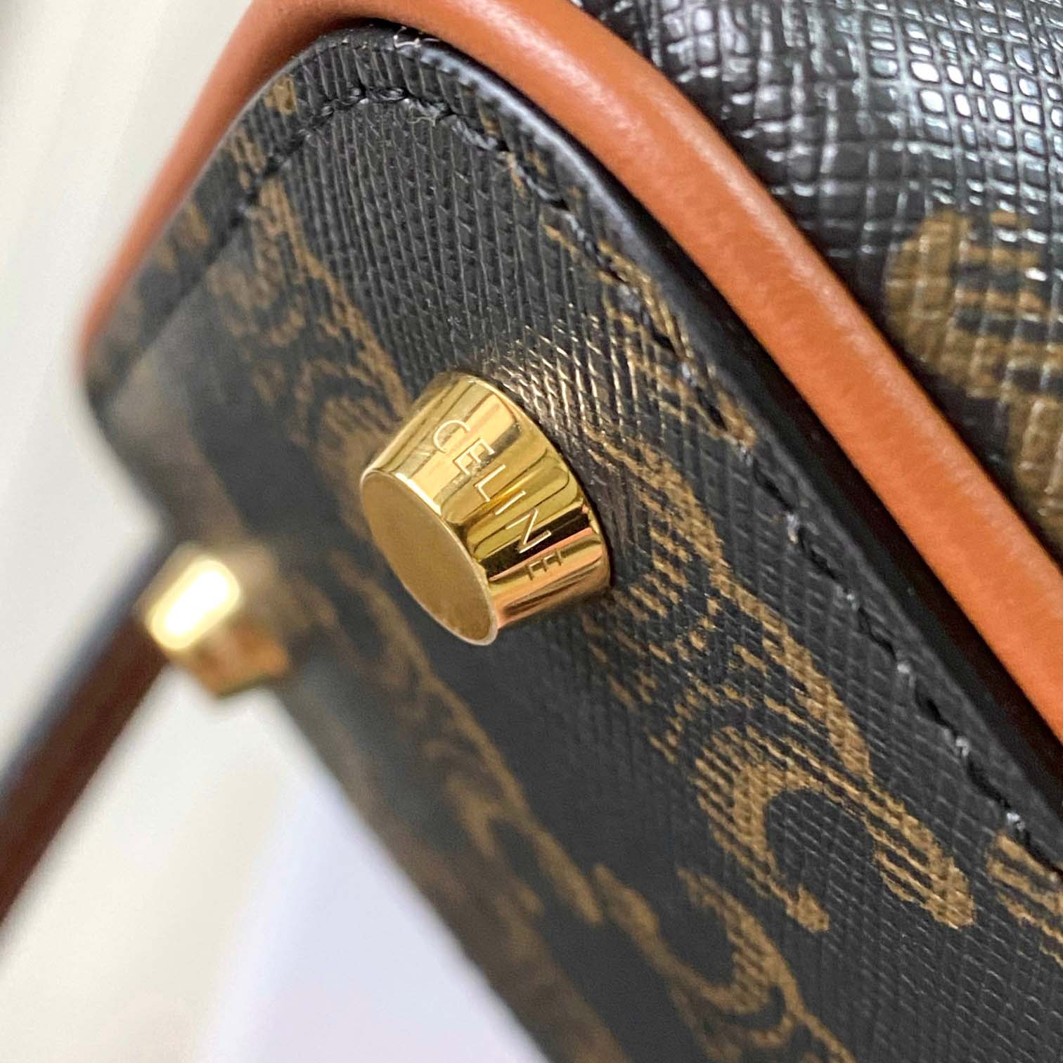 Celine Small Bowling In Triomphe Canvas And Calfskin  - DopestKickz