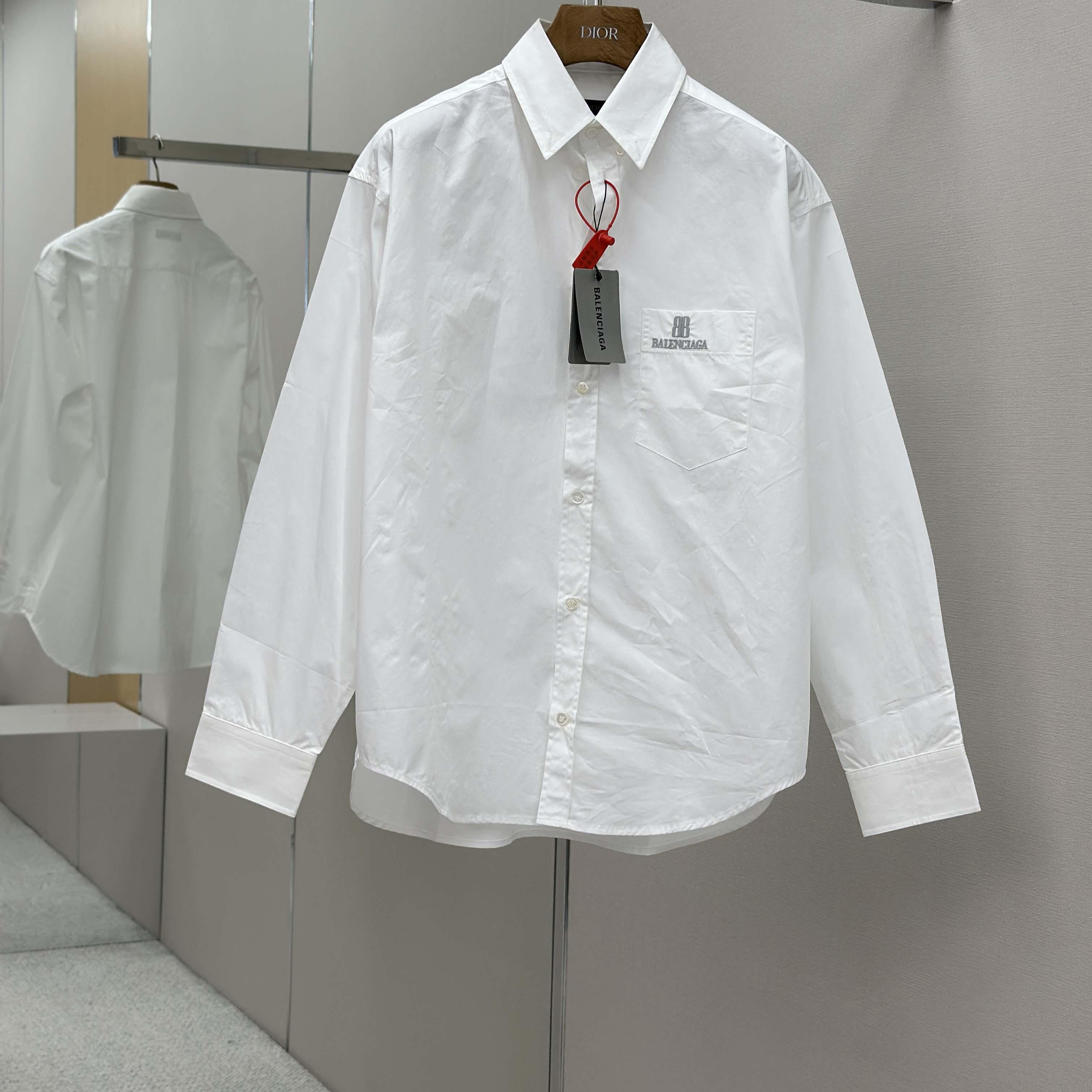 Balenciaga Large Fit Shirt In White Cotton Poplin - DopestKickz