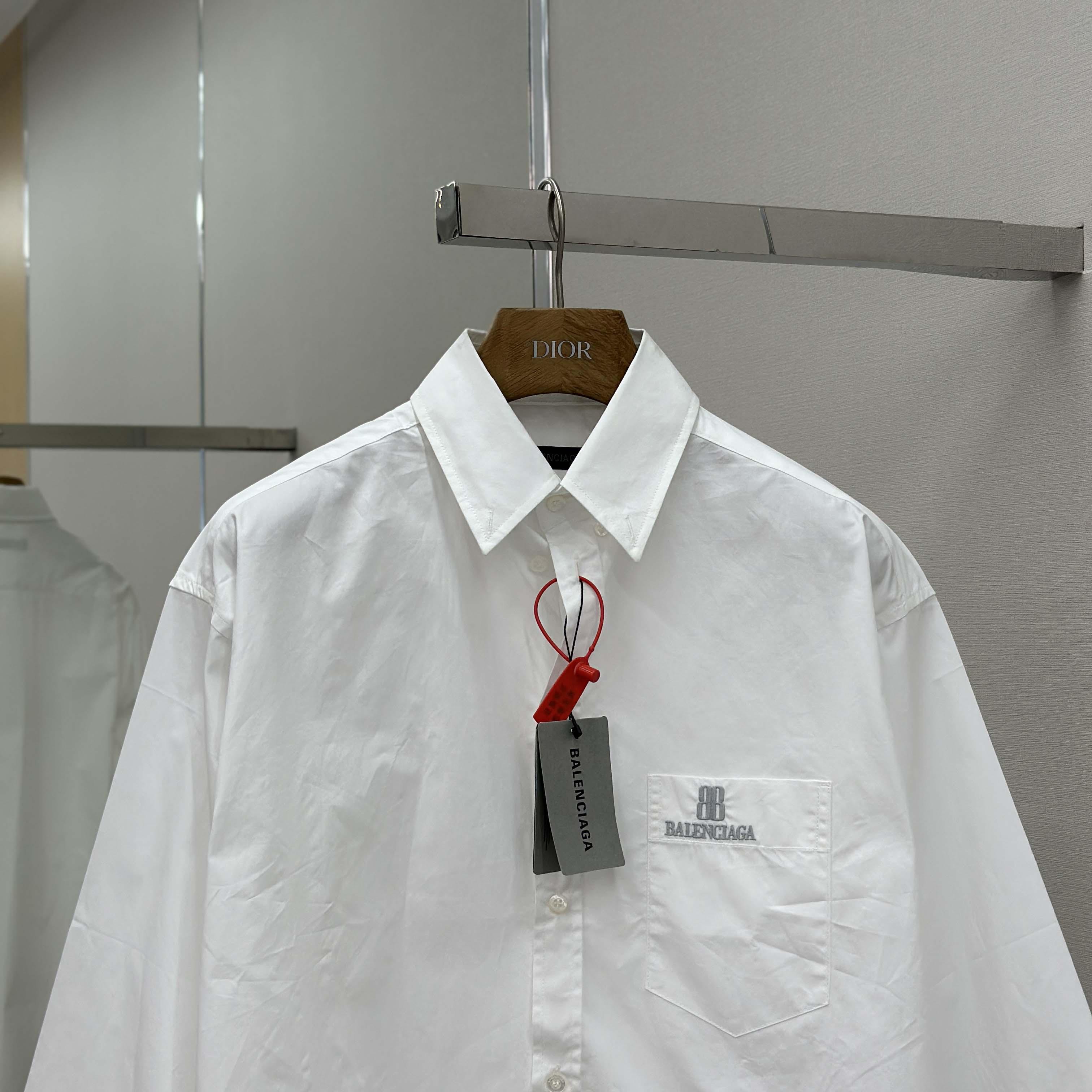 Balenciaga Large Fit Shirt In White Cotton Poplin - DopestKickz