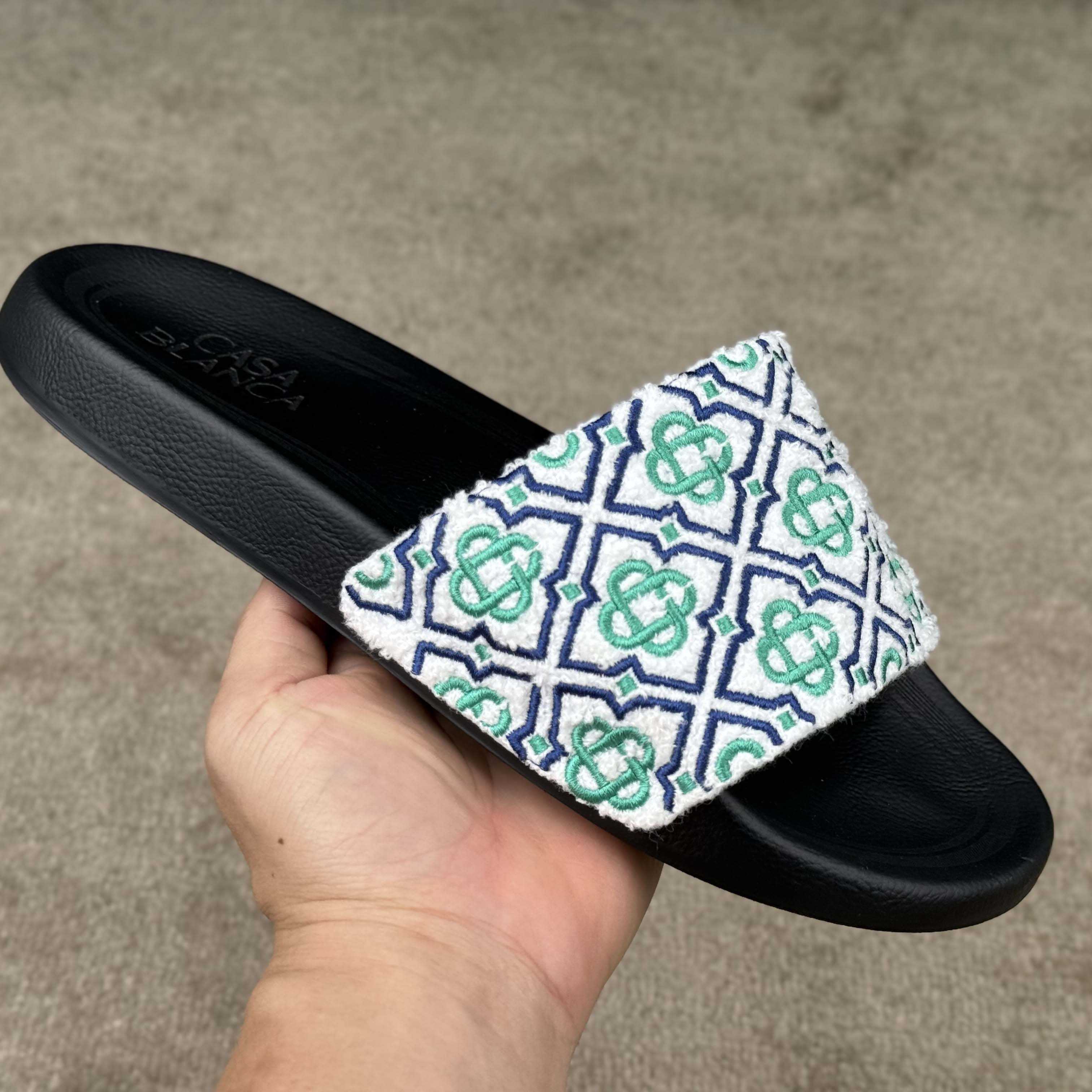 Casablanca Embroidered-monogram Slides - DopestKickz