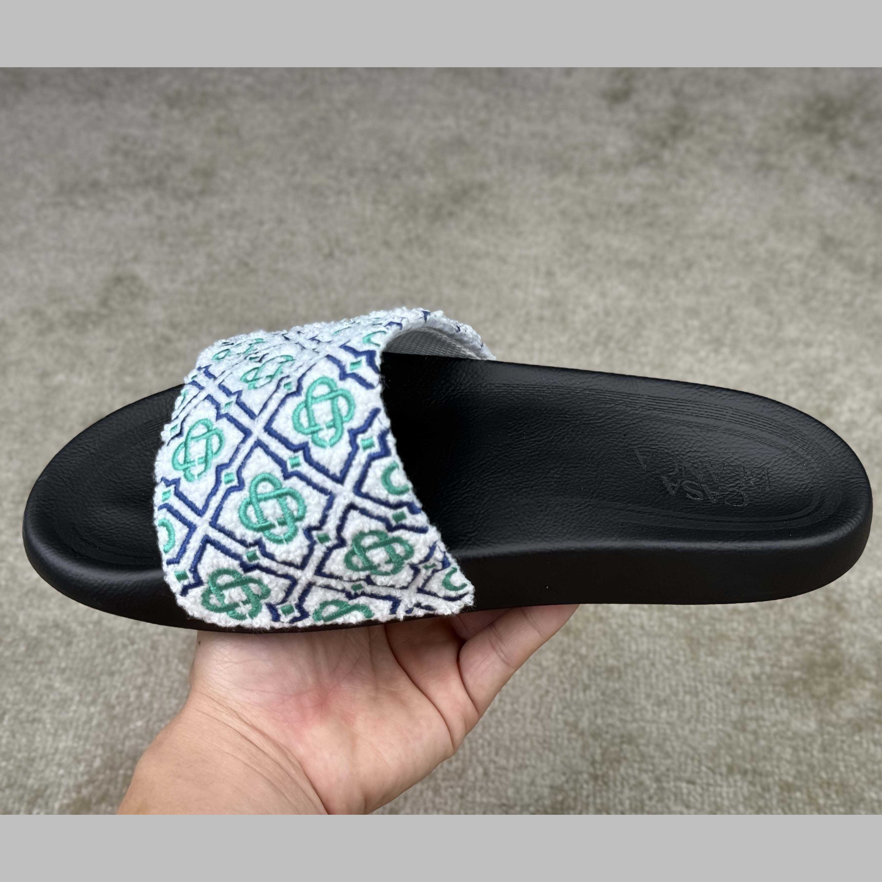 Casablanca Embroidered-monogram Slides - DopestKickz