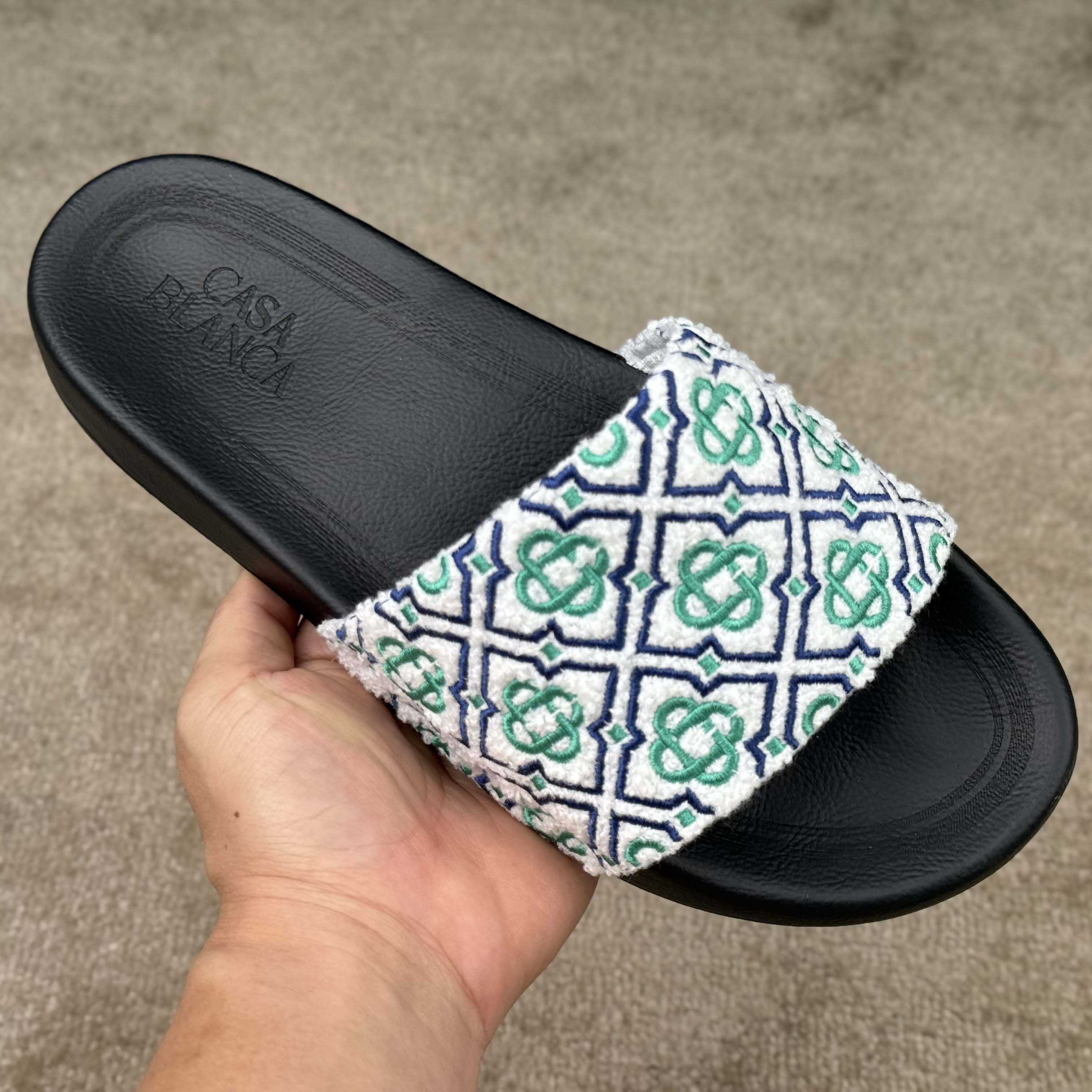 Casablanca Embroidered-monogram Slides - DopestKickz