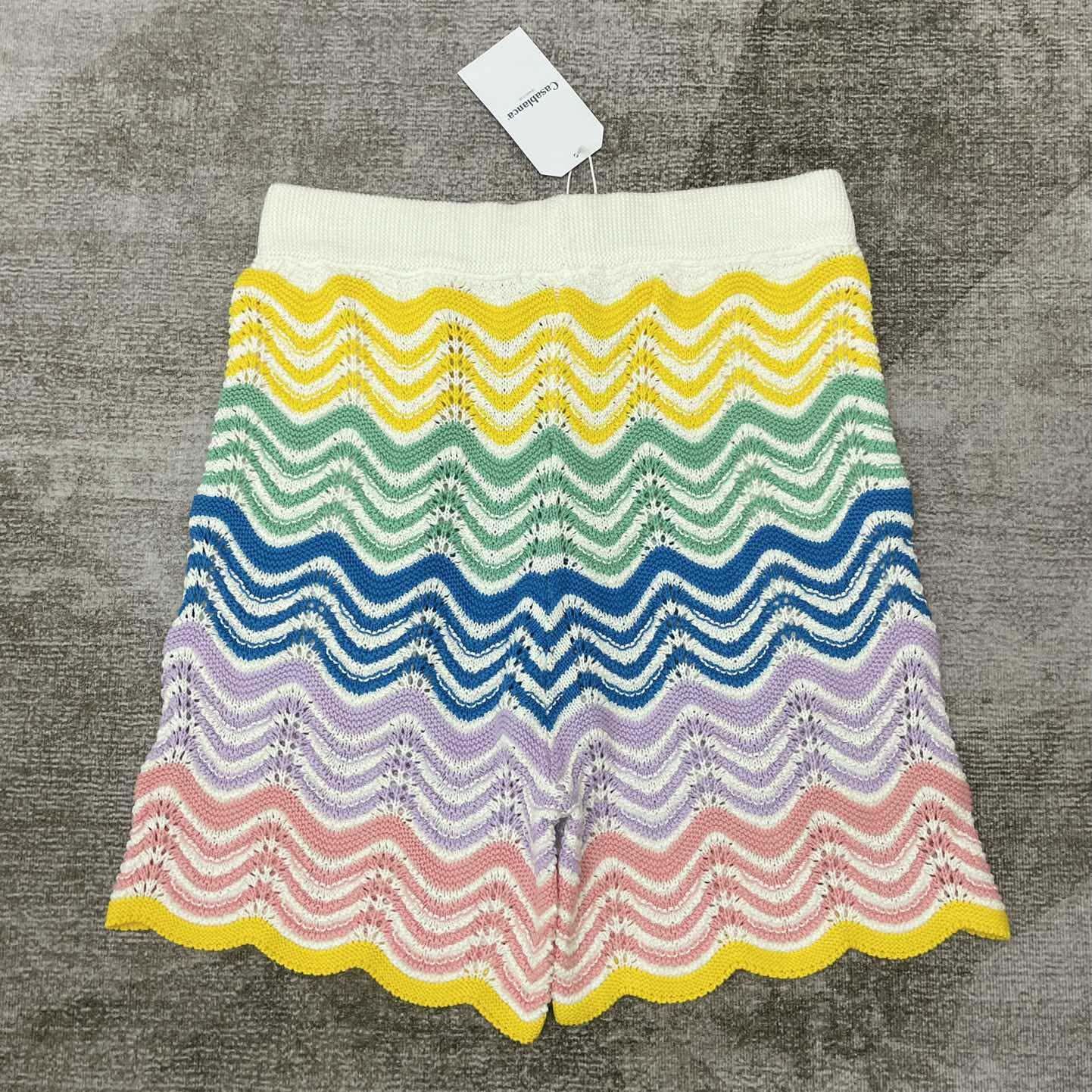 Casablanca Gradient Wave Knit Shorts   D0057 - DopestKickz