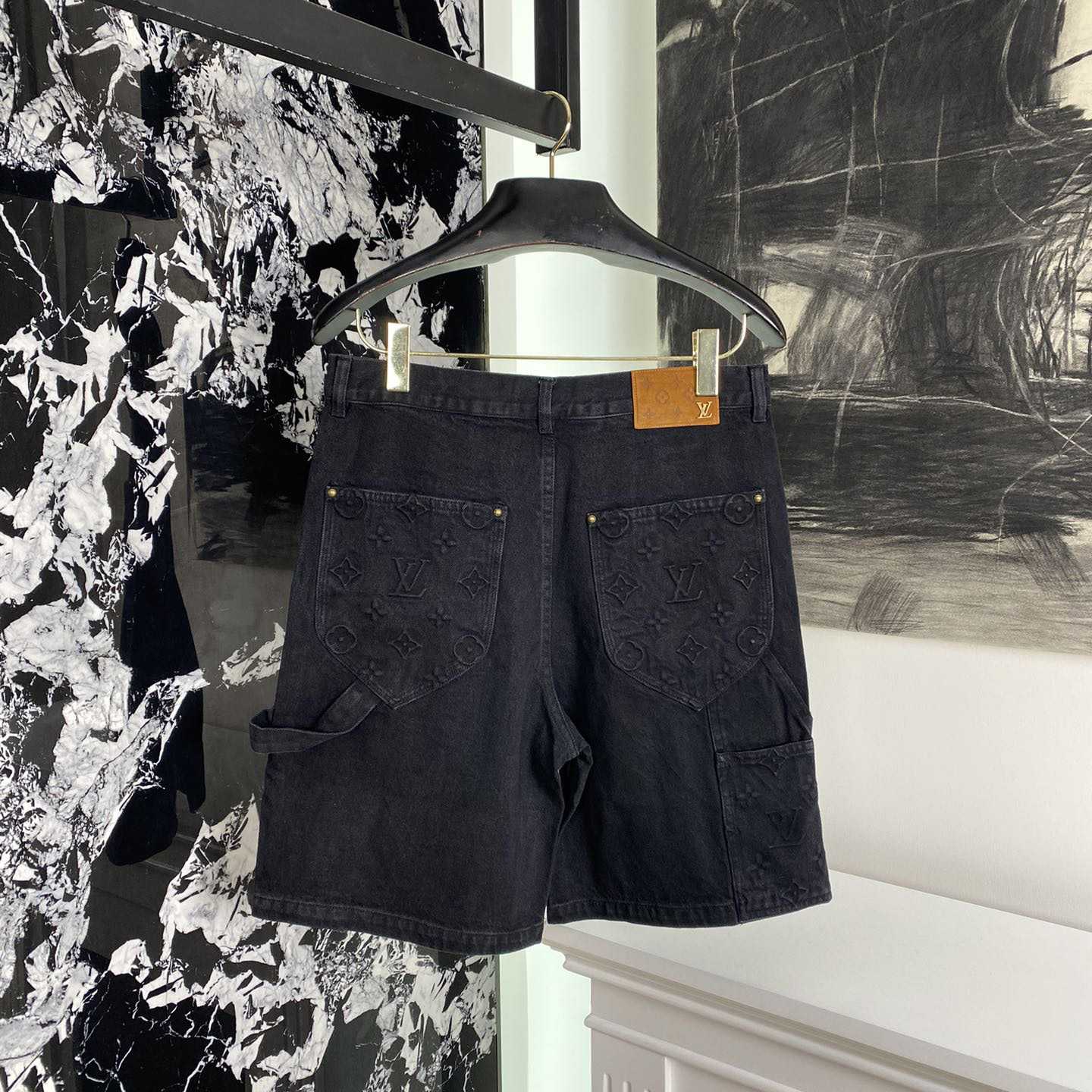 Louis Vuitton Monogram Workwear Denim Shorts Black  - DopestKickz