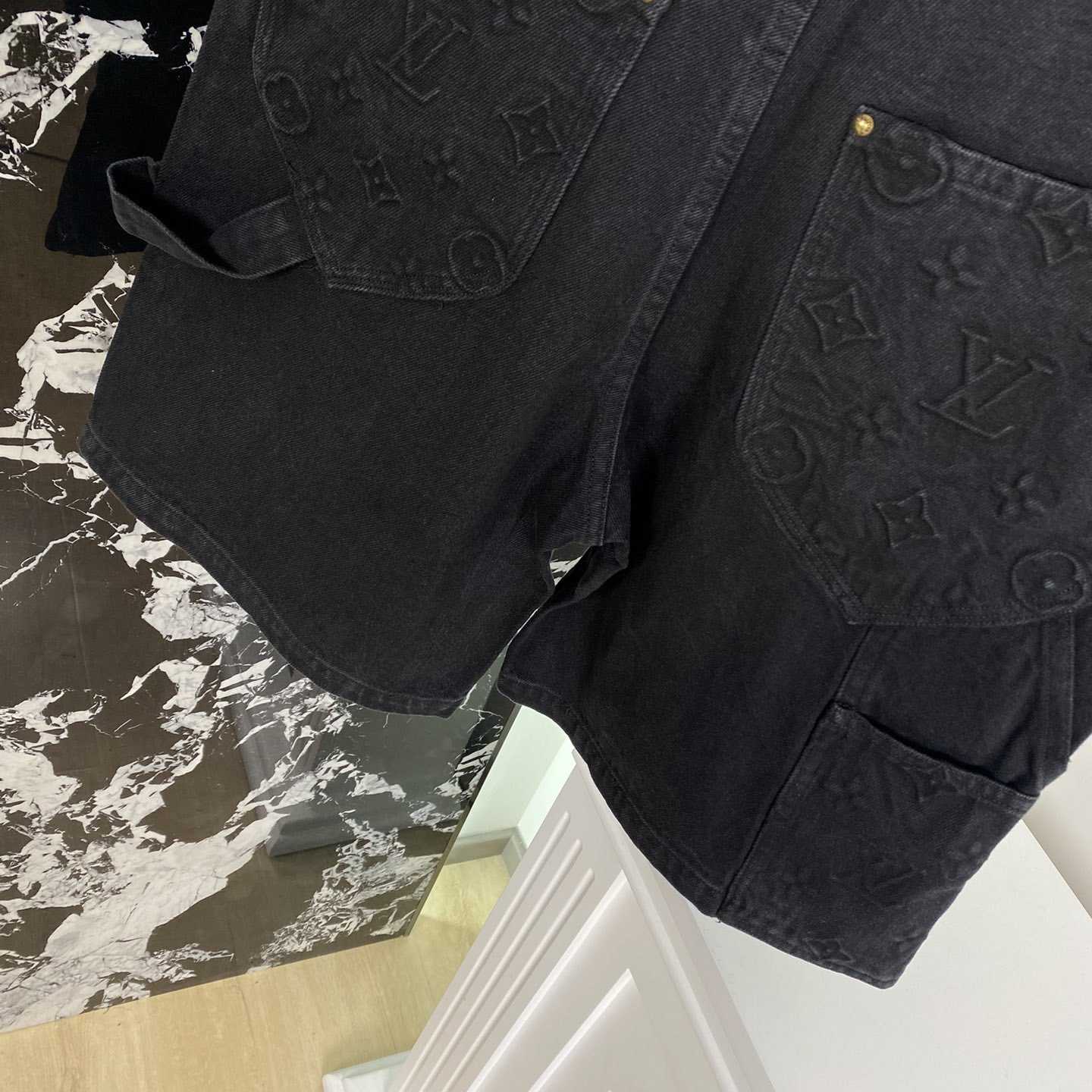 Louis Vuitton Monogram Workwear Denim Shorts Black  - DopestKickz