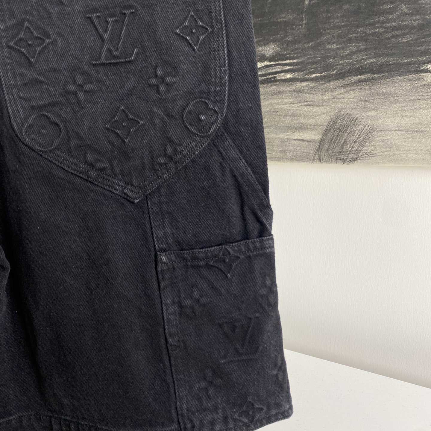 Louis Vuitton Monogram Workwear Denim Shorts Black  - DopestKickz