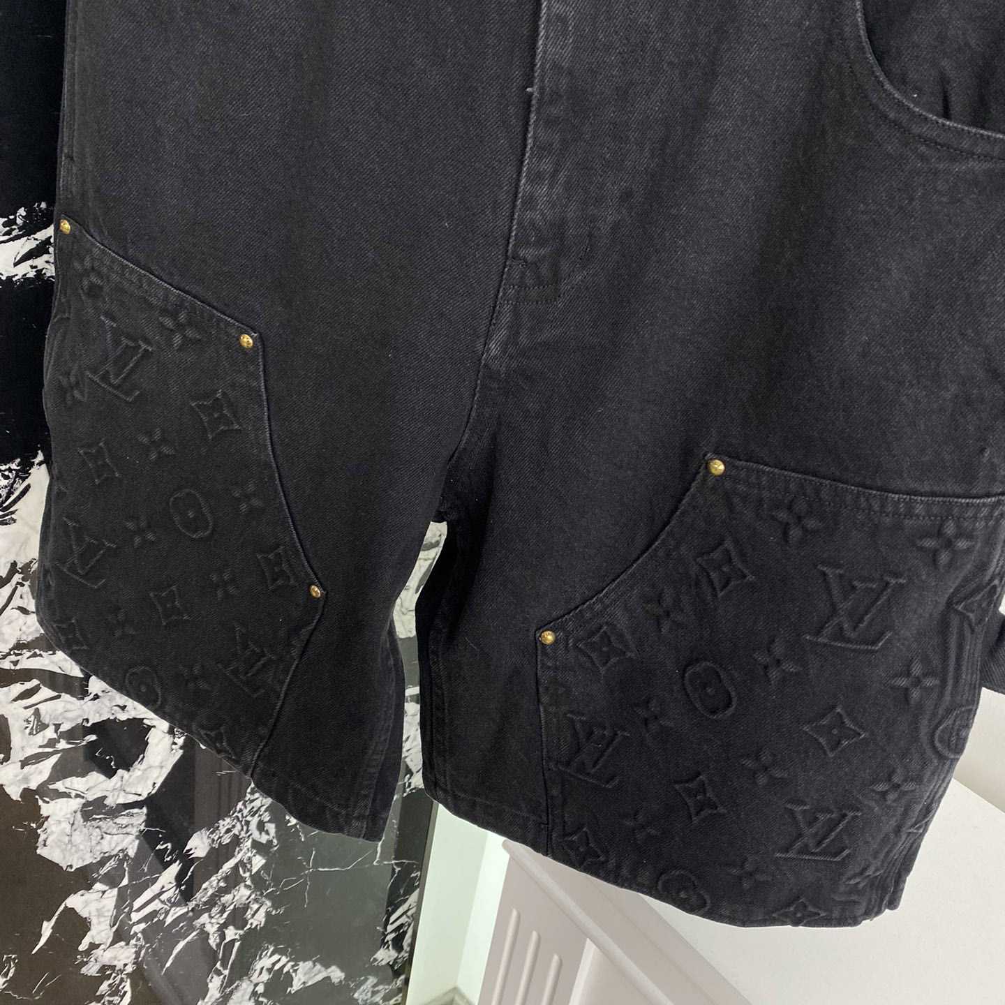 Louis Vuitton Monogram Workwear Denim Shorts Black  - DopestKickz