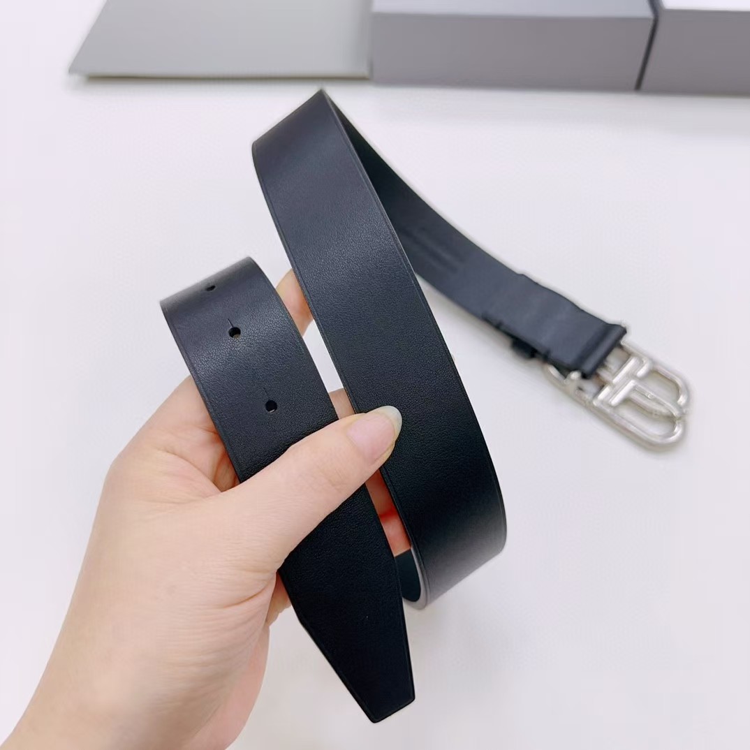 Balenciaga Black Bb Belt With silver Buckle - DopestKickz