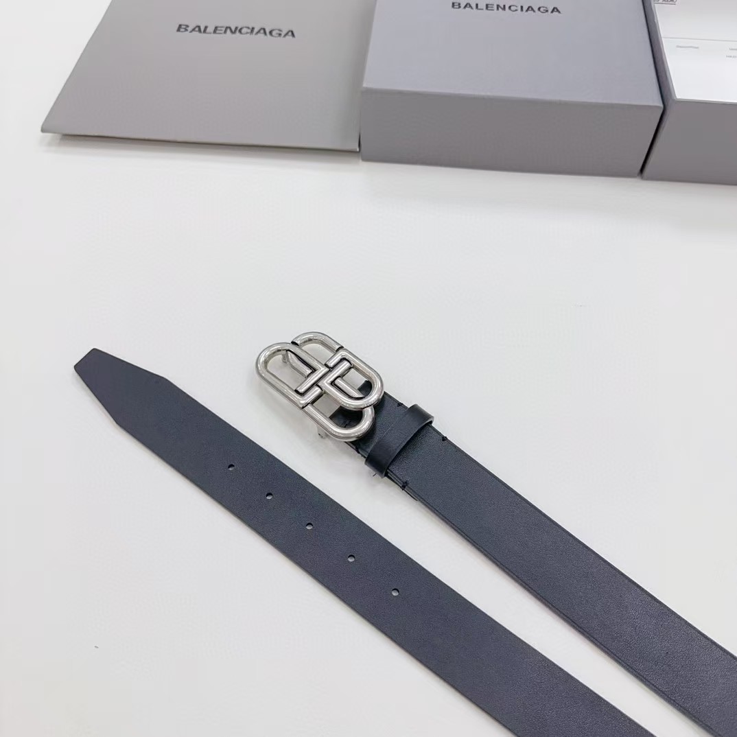 Balenciaga Black Bb Belt With silver Buckle - DopestKickz