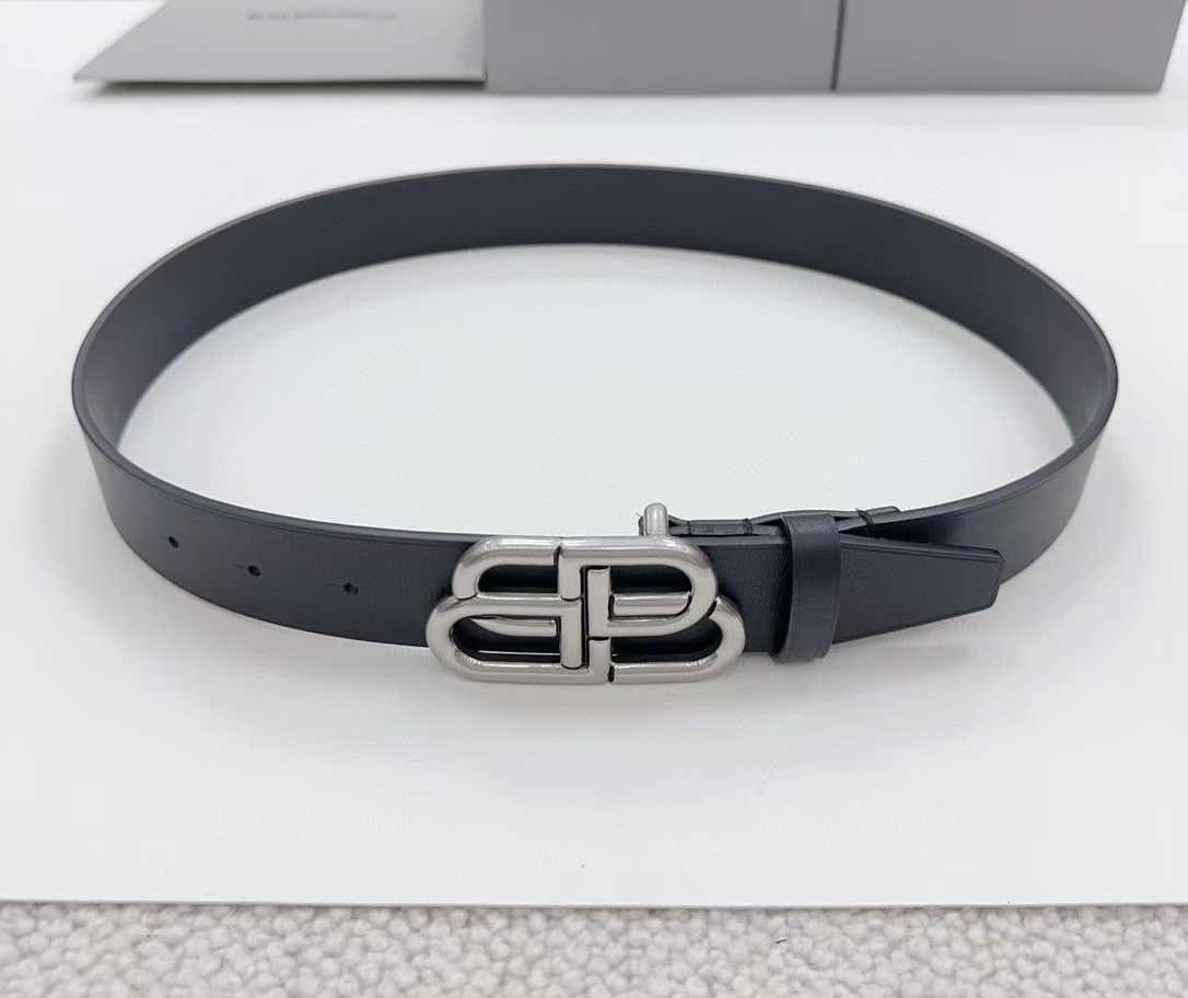 Balenciaga Black Bb Belt With silver Buckle - DopestKickz