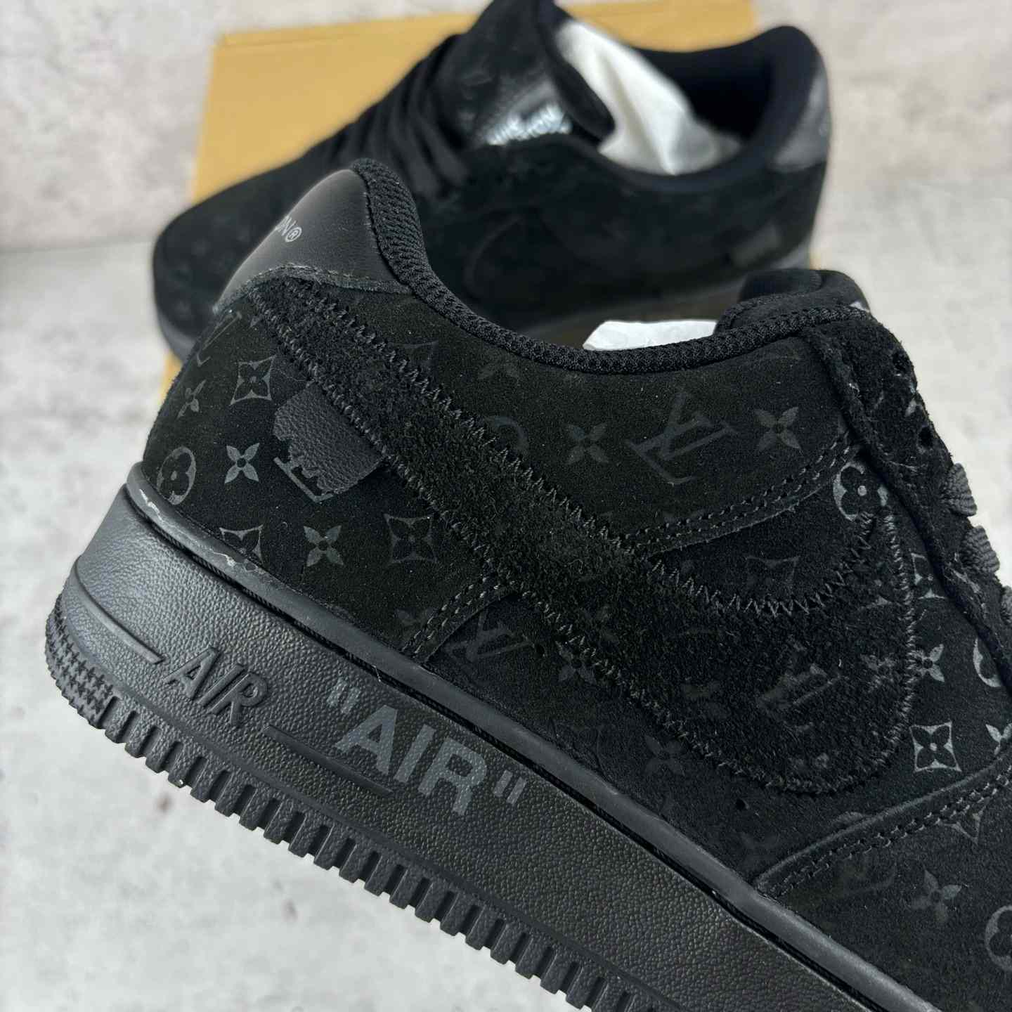 Nike x Louis Vuitton Air Force 1 Low 'Triple Black' - DopestKickz