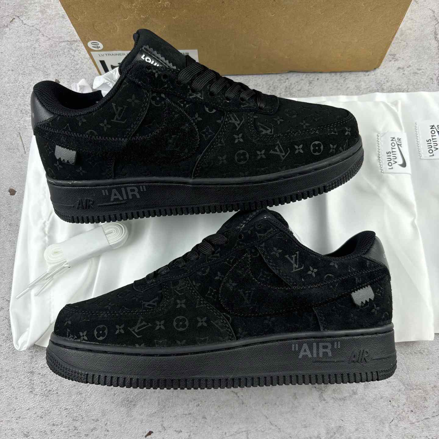 Nike x Louis Vuitton Air Force 1 Low 'Triple Black' - DopestKickz
