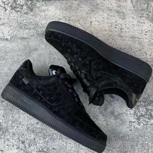 Nike x Louis Vuitton Air Force 1 Low 'Triple Black' - DopestKickz