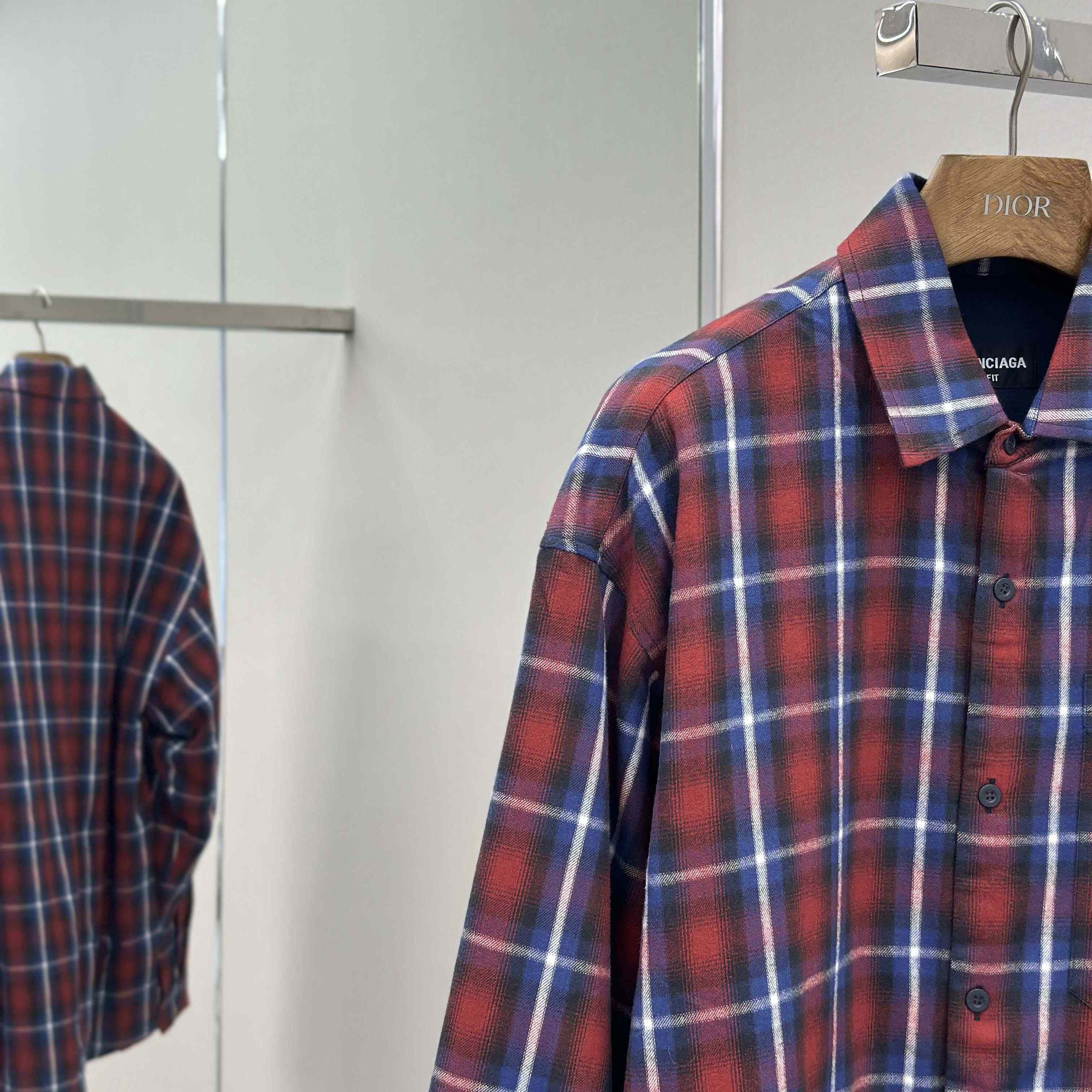 Balenciaga Check-print Lined Shirt - DopestKickz