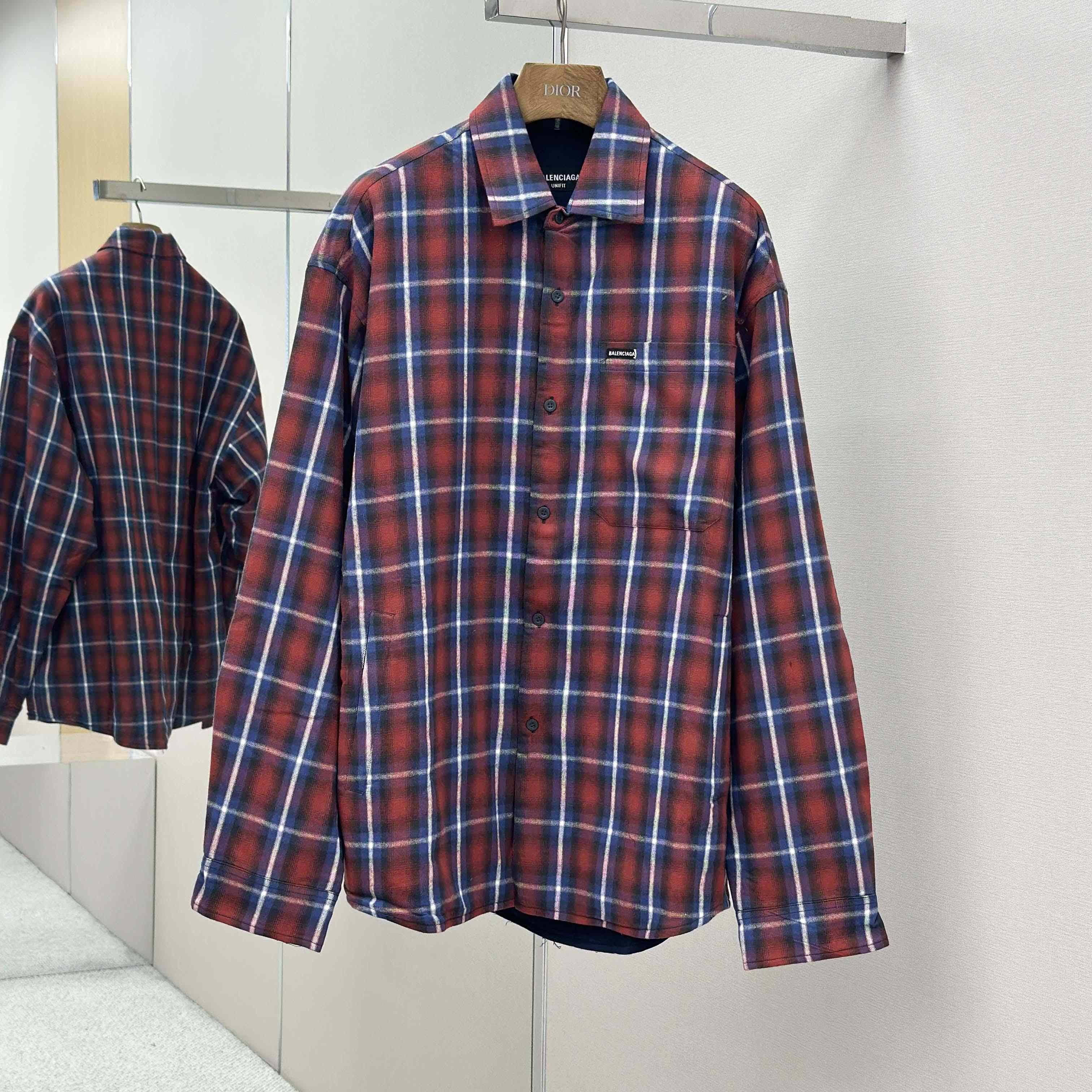 Balenciaga Check-print Lined Shirt - DopestKickz