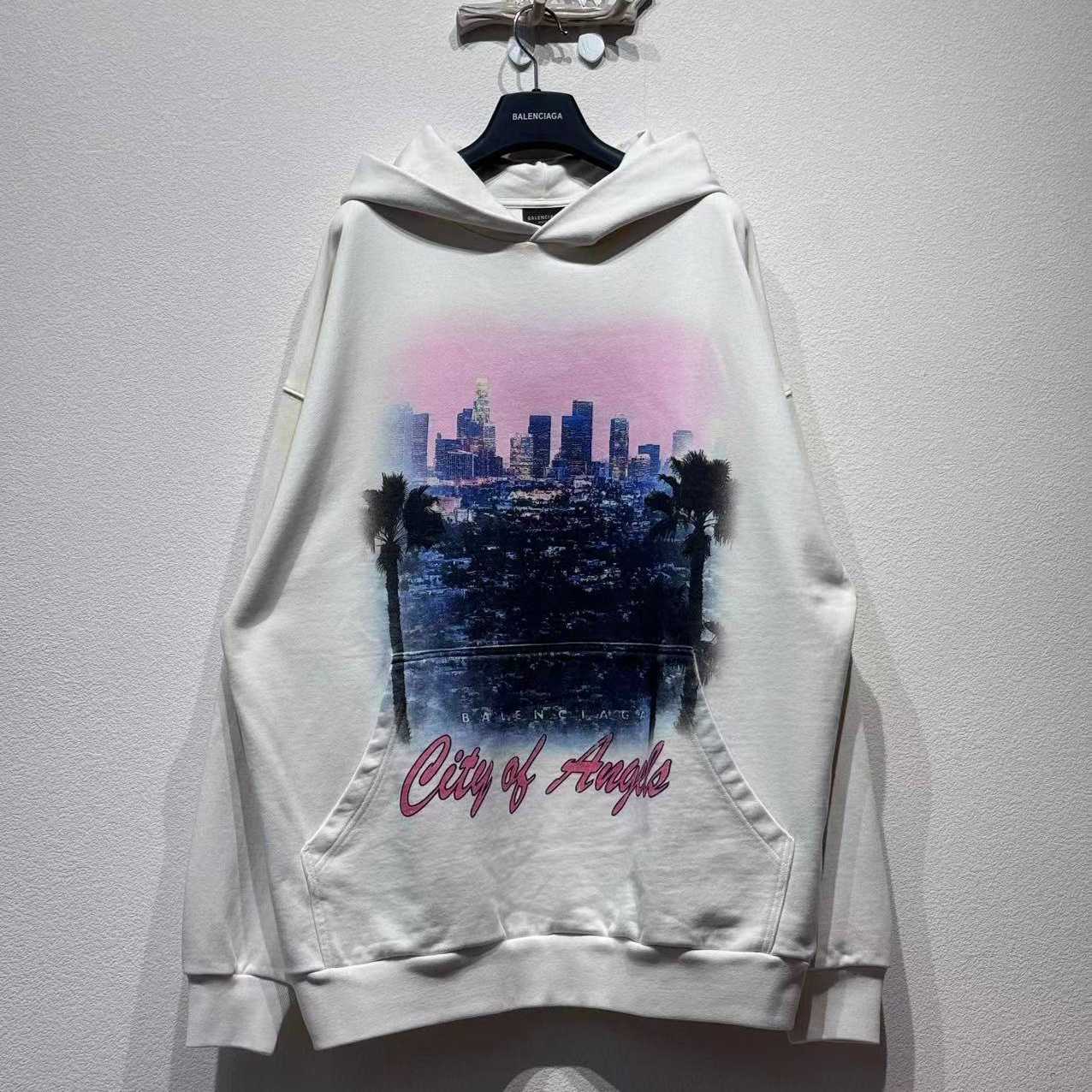 Balenciaga City Of Angels Hoodie Medium Fit In Dirty White  - DopestKickz