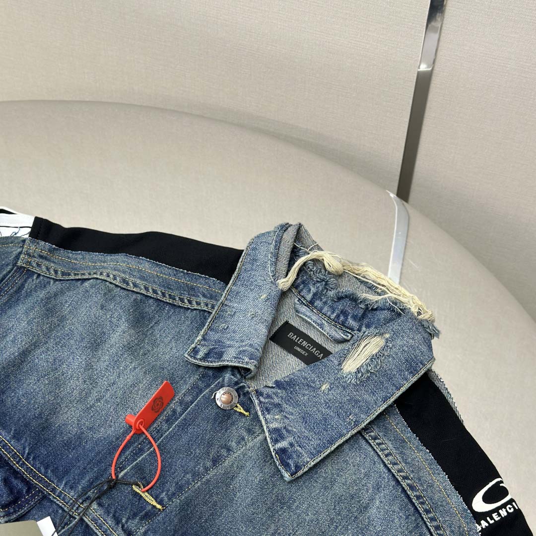 Balenciaga Cut-Up Tracksuit Jacket In Blue And Black Technical Fabric - DopestKickz