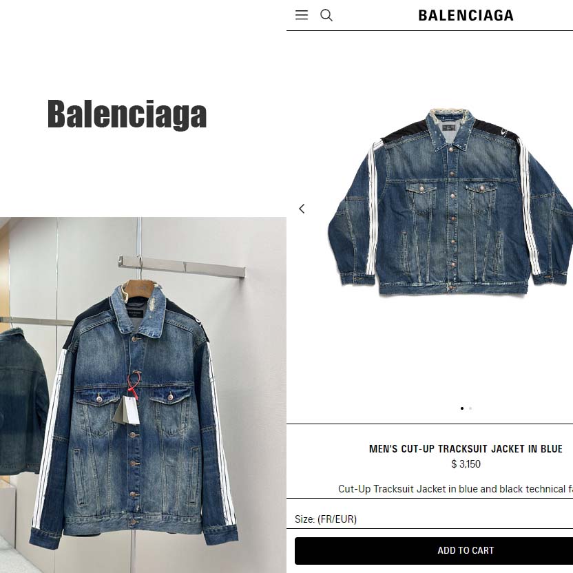 Balenciaga Cut-Up Tracksuit Jacket In Blue And Black Technical Fabric - DopestKickz