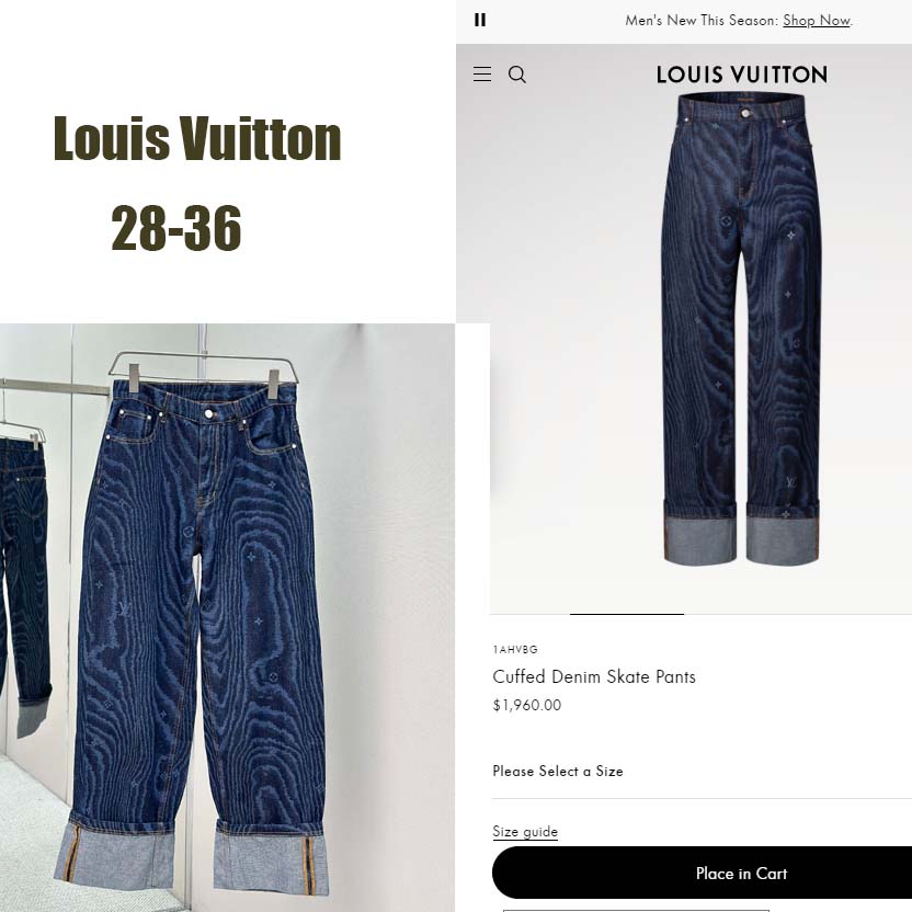 Louis Vuitton Cuffed Denim Skate Pants   1AHVBG - DopestKickz