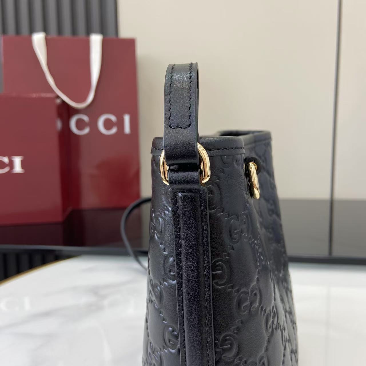Gucci GG Emblem Nano Bucket Bag - DopestKickz