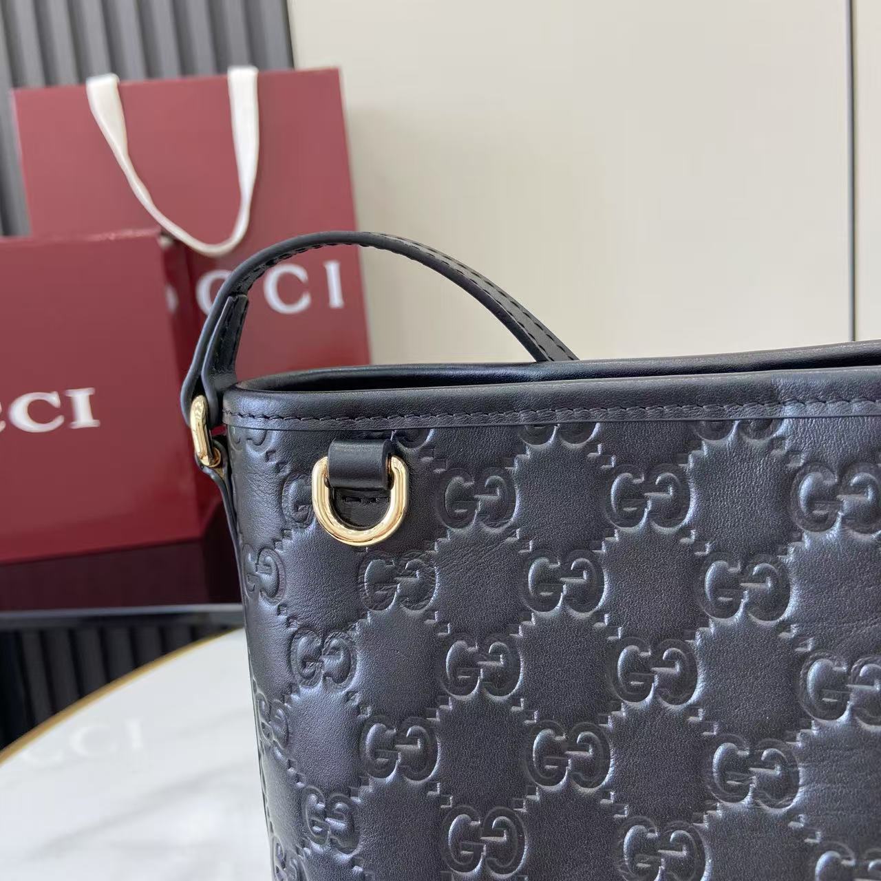 Gucci GG Emblem Nano Bucket Bag - DopestKickz