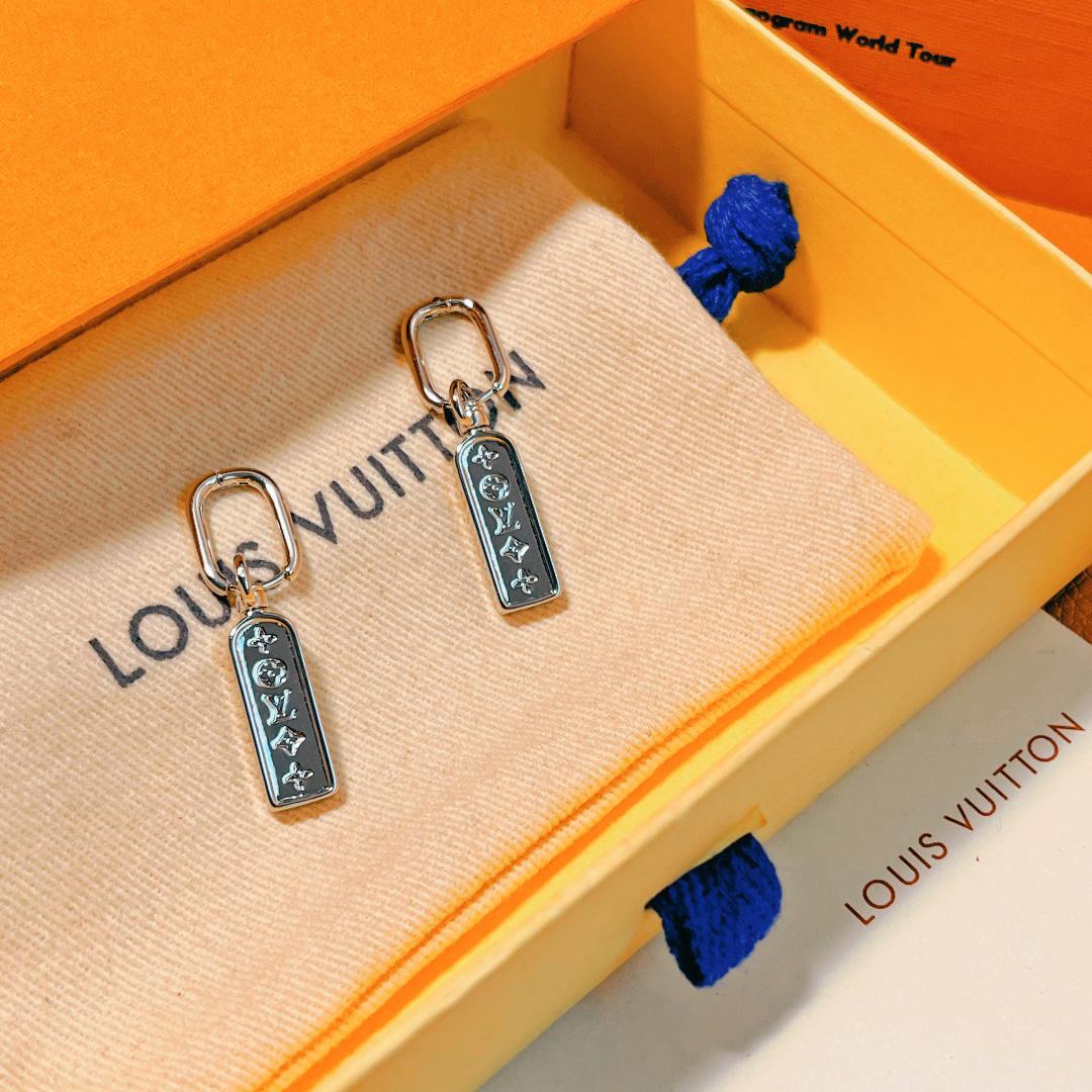 Louis Vuitton Les Gastons Vuitton Tag Single Hoop, White Gold   Q06946 - DopestKickz