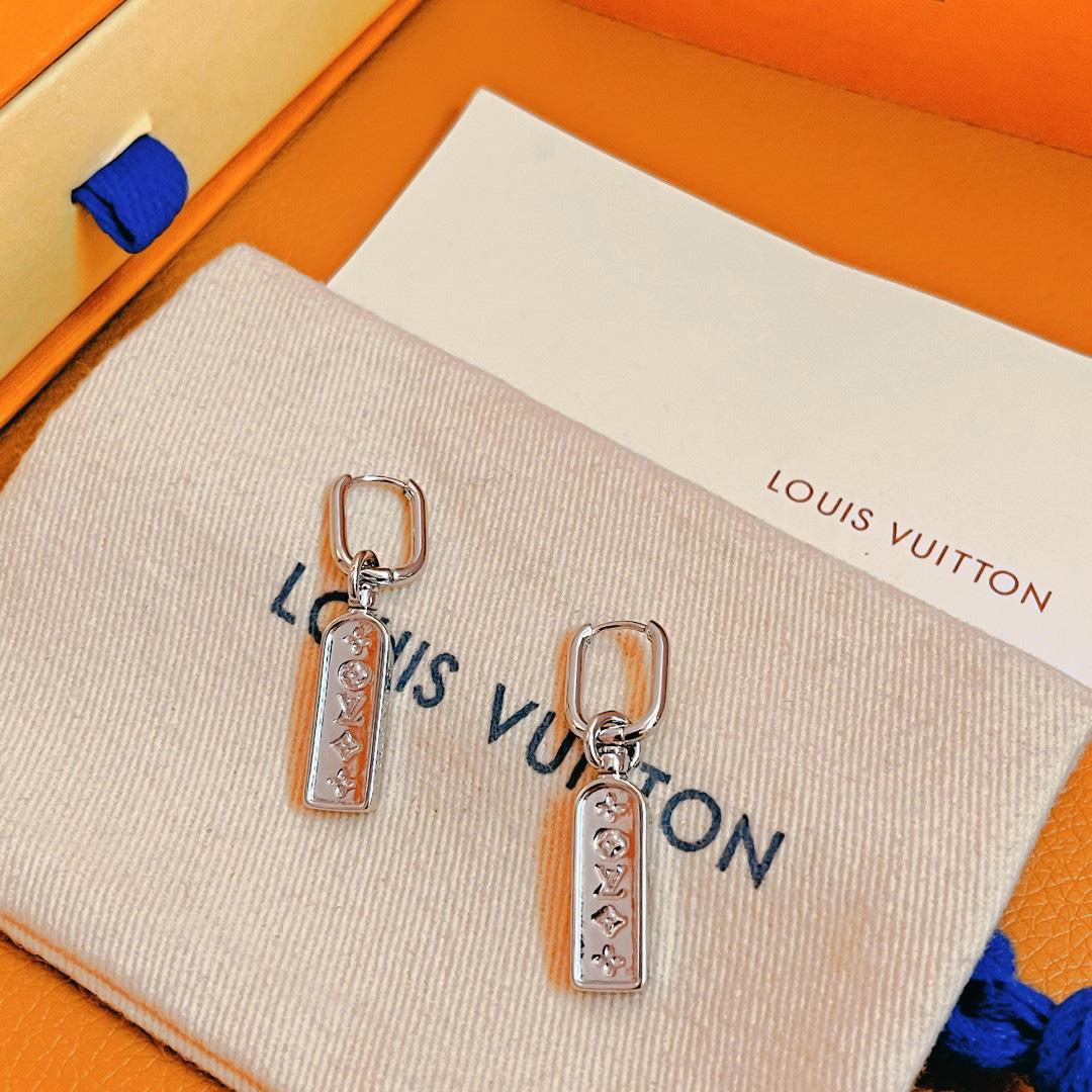Louis Vuitton Les Gastons Vuitton Tag Single Hoop, White Gold   Q06946 - DopestKickz