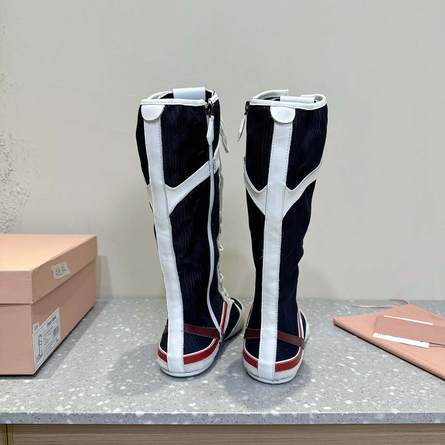 Miu Miu Gymnasium Technical Fabric And Suede Boxeur Boots - DopestKickz
