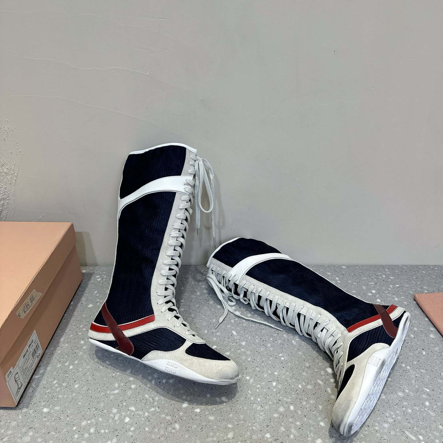 Miu Miu Gymnasium Technical Fabric And Suede Boxeur Boots - DopestKickz